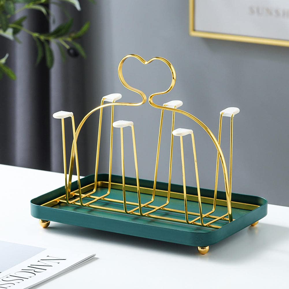 Premium Stainless Steel Cup & Bottle Drying Rack with Drain Tray - 6 Hooks Space-Saving Kitchen Organizer for Baby Bottles, Wine Glasses & Utensils | Perfect for Home, Kitchen, Bar & Nursery