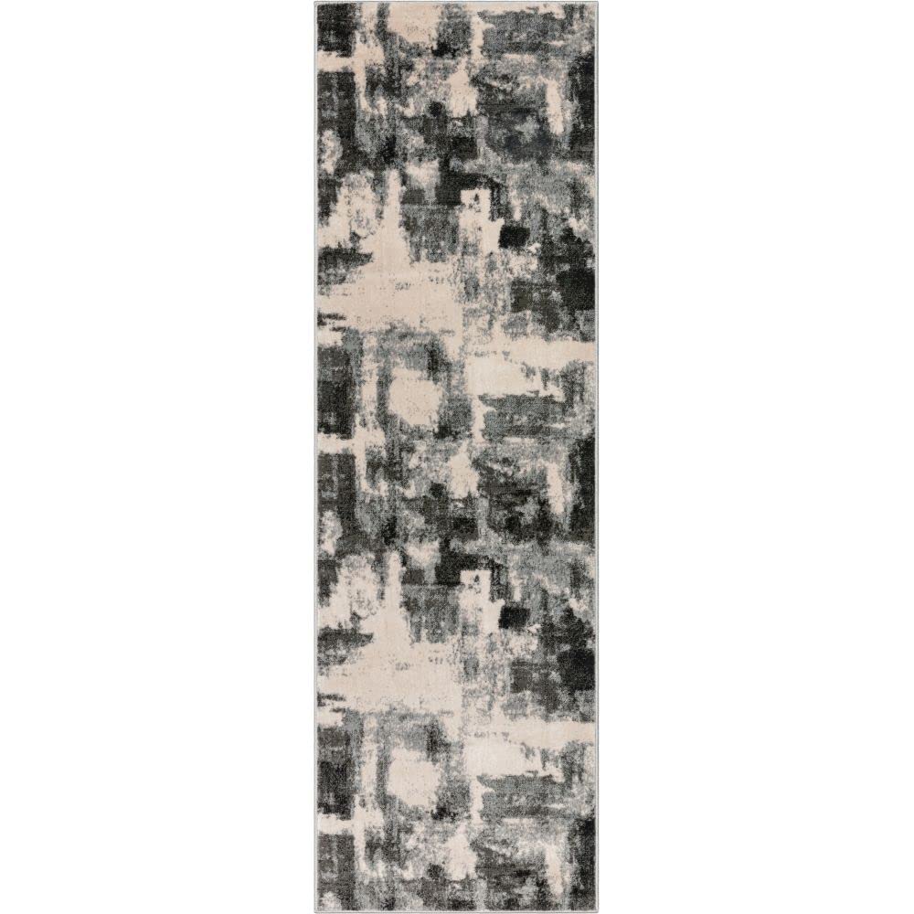 Well Woven Barclay Kalia Grey Black Abstract Modern Runner Rug 2'3