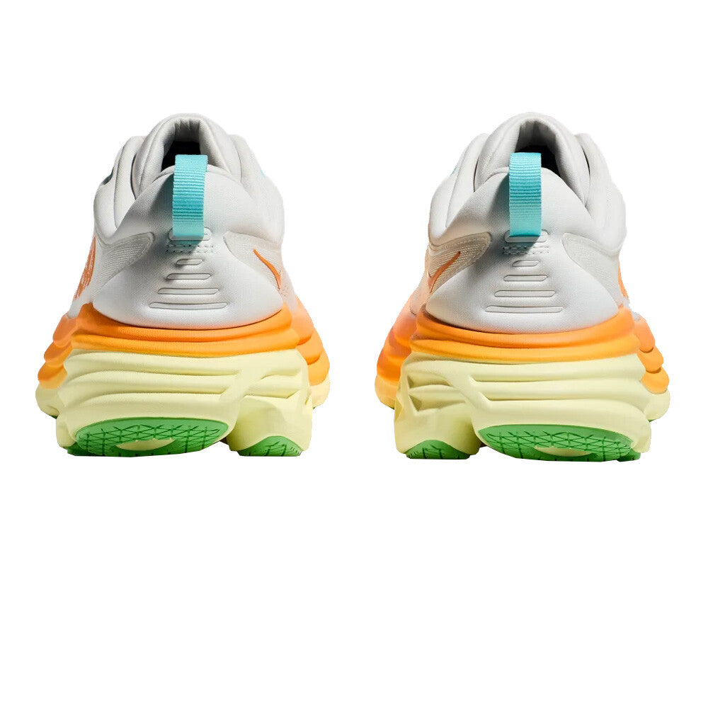 HOKA Men's Bondi 8 Running Shoes - Blanc de Blanc/Solar Flare - Lightweight Cushioned Sneakers for Jogging, Walking & Daily Wear
