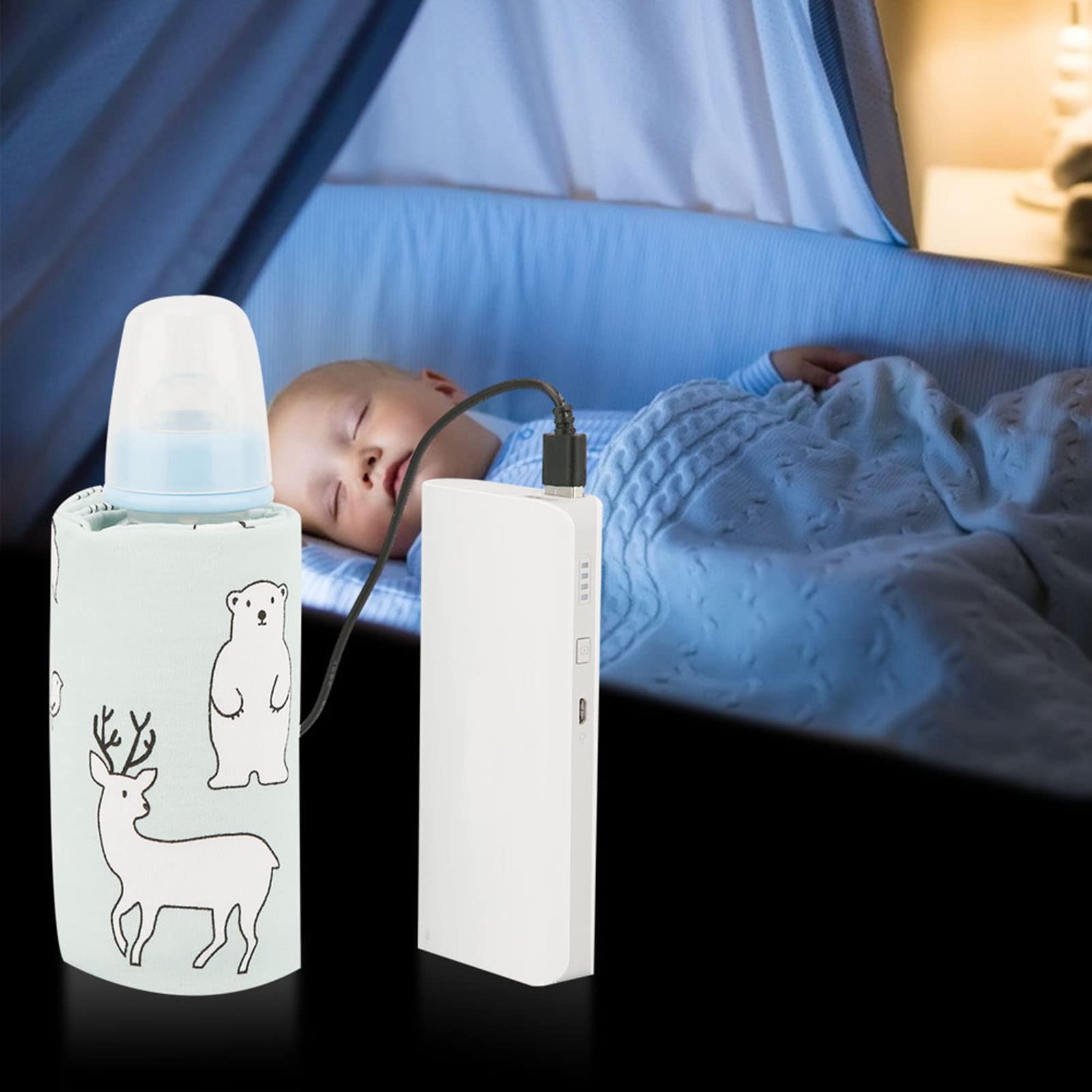 GOTOTOP USB Baby Bottle Warmer Bag - Portable Insulated Cooler Case for Milk, Formula & Drinks - Bear Design - Perfect for Travel, Outings & On-the-Go Parents