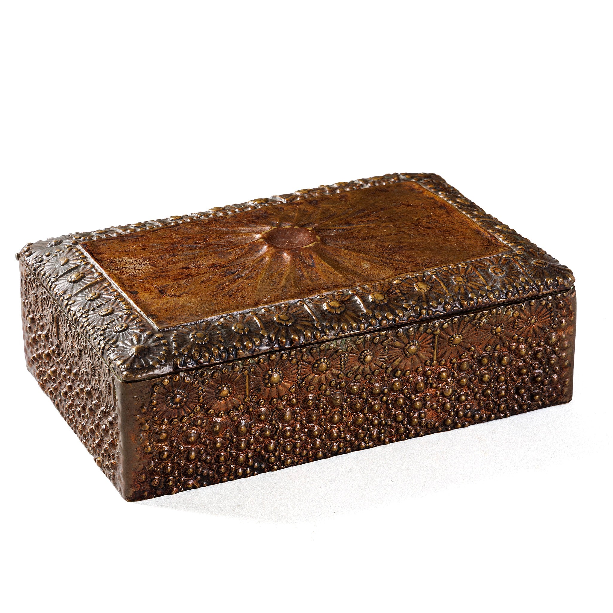 Tiffany Studios New York Lacquered Bronze Volcano Humidor - Premium Cigar Storage Box for Collectors & Luxury Home Decor