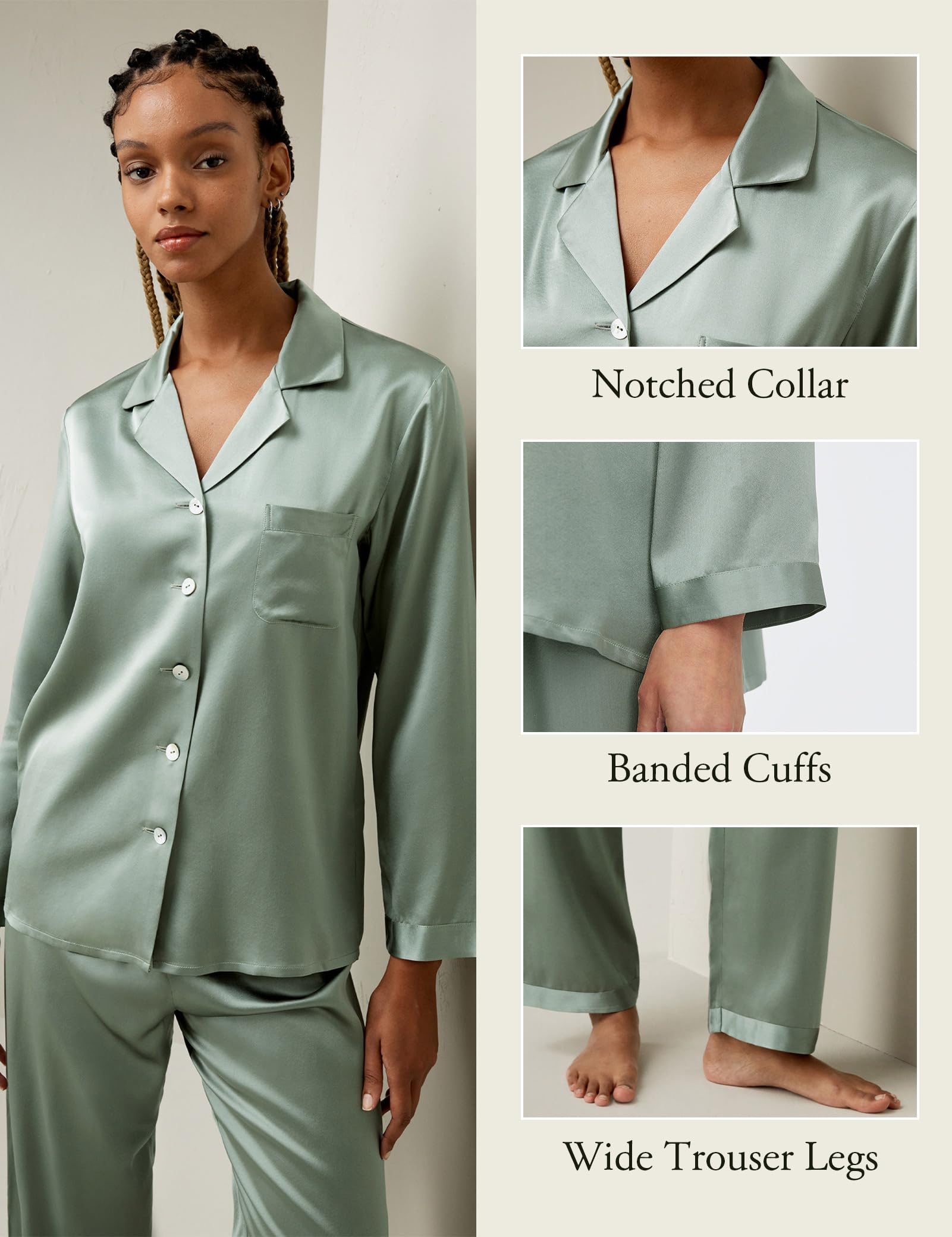 Luxury 100% Mulberry Silk Pajamas for Women - 22 Momme Pure Long Sleeve Full Length Silk Nightwear | Perfect for Relaxation, Bridal Shower Gifts & Spa Retreats