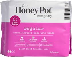 The Honey Pot Regular Pads - 20 Count | Organic Cotton Menstrual Pads for Women | Comfortable & Breathable for Daily Use & Overnight Protection