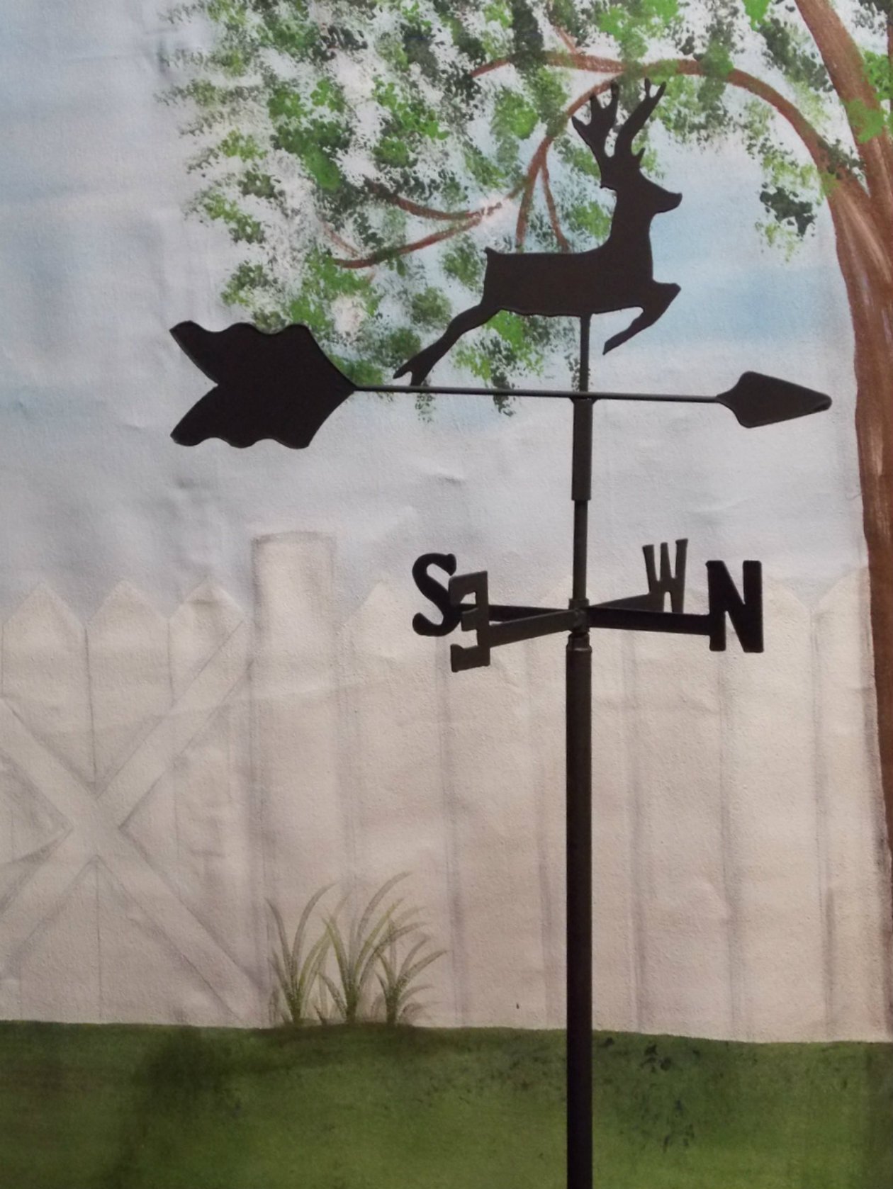 Deer Garden Style Wrought Iron Weathervane - Rustic Outdoor Decor for Garden, Yard, or Farmhouse - Perfect for Countryside Homes, Barns, and Patios