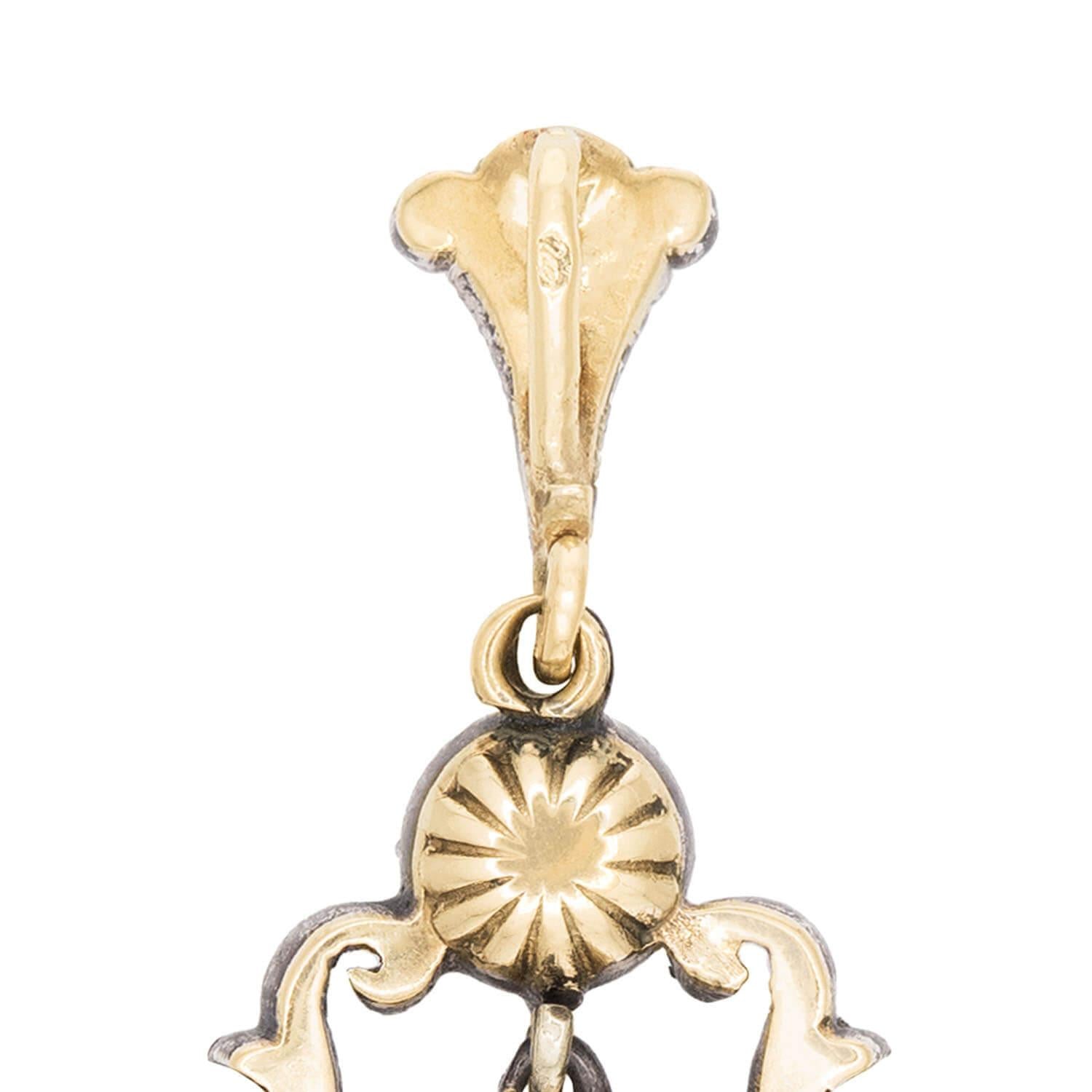 14K Gold & Sterling Silver Diamond Pendant Necklace - Elegant Georgian French Style Jewelry for Women - Perfect for Weddings, Anniversaries & Special Occasions