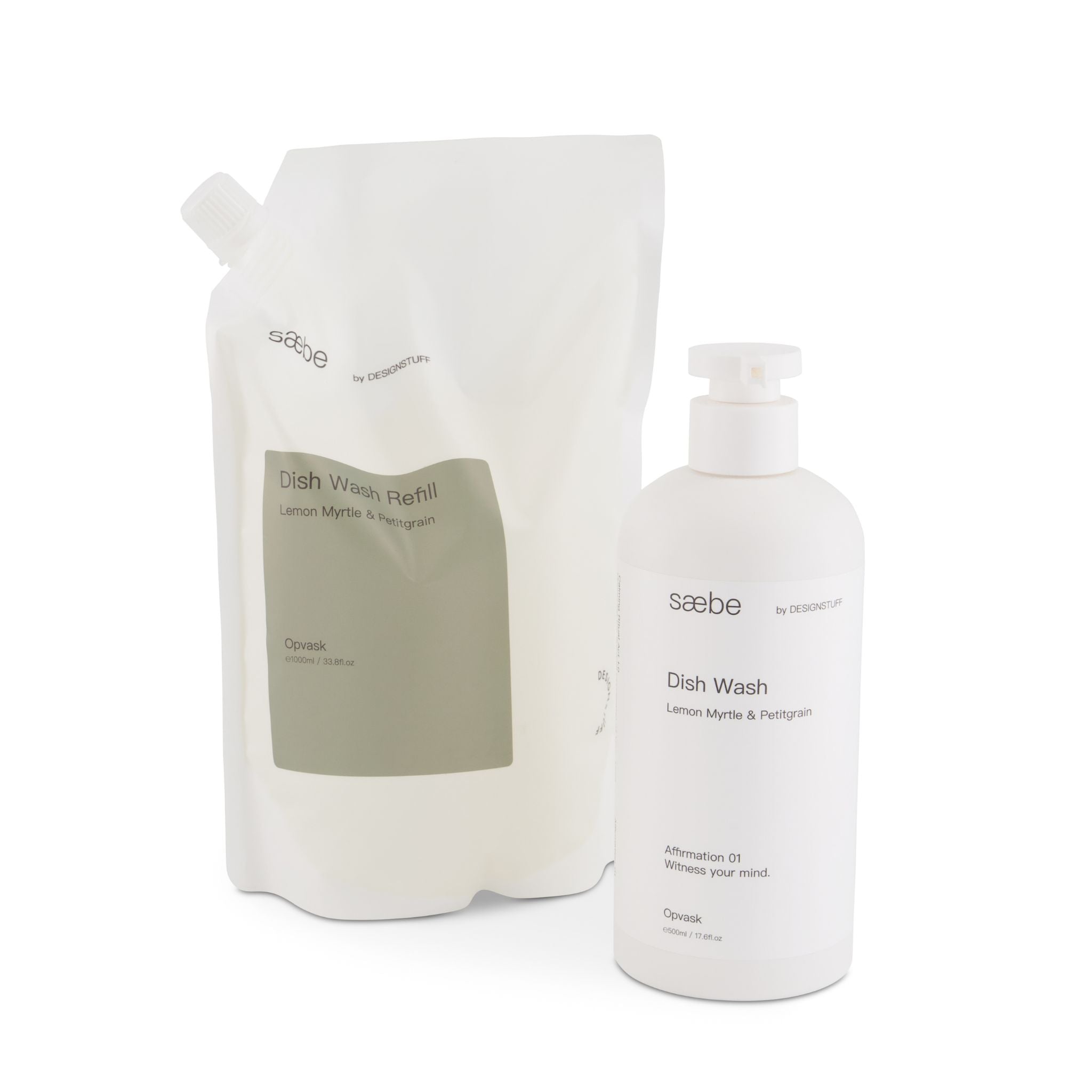 DESIGNSTUFF Saebe Dish Wash Liquid - Lemon Myrtle & Petitgrain Scent, 500ml | Natural Dish Soap for Hand Washing | Gentle on Skin, Cuts Grease Fast | Perfect for Kitchen, Camping & Travel