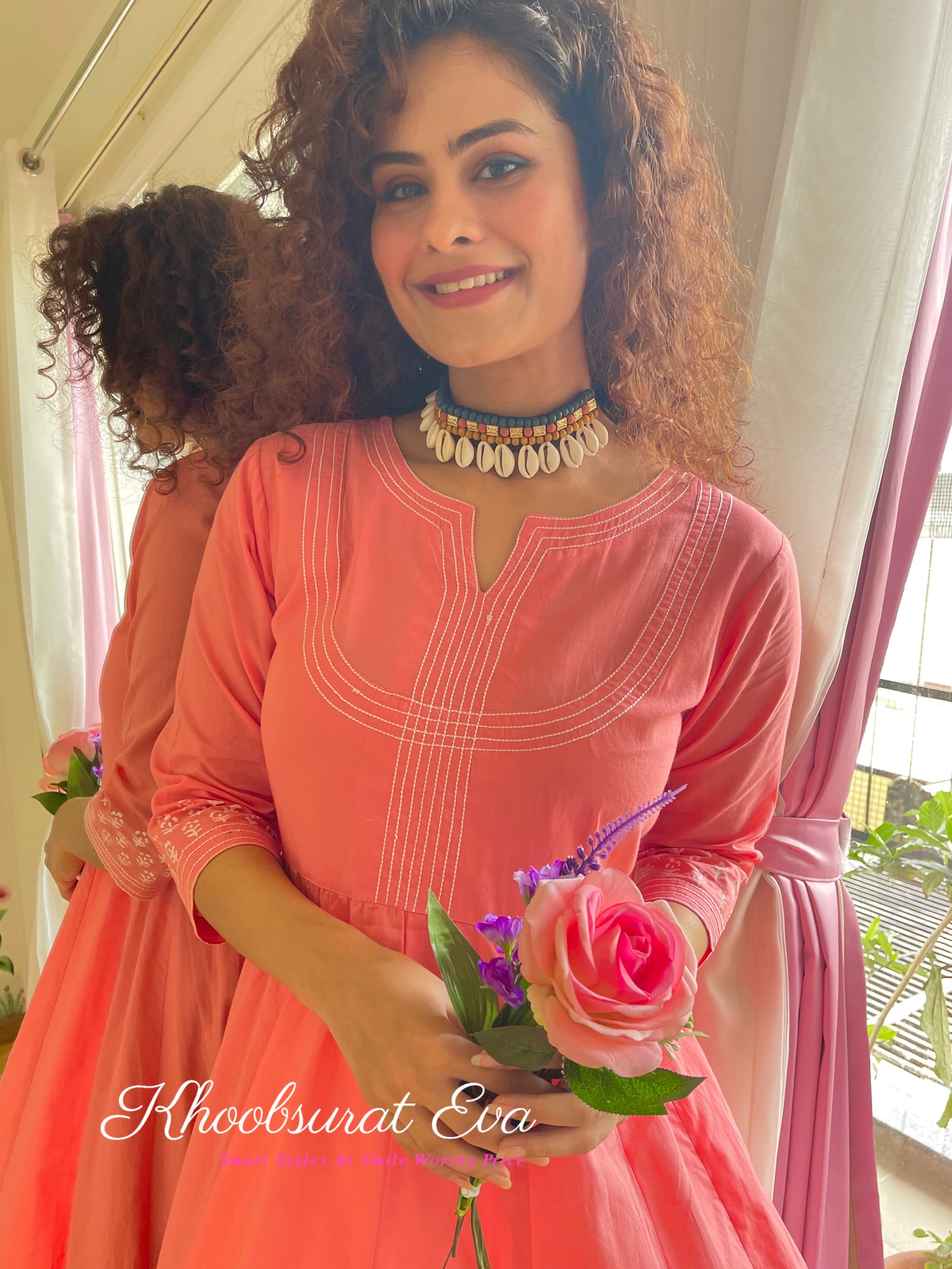 Elegant Pink Anarkali Kurta Set for Women - Traditional Indian Ethnic Dress with Churidar & Dupatta - Perfect for Weddings, Festivals & Special Occasions