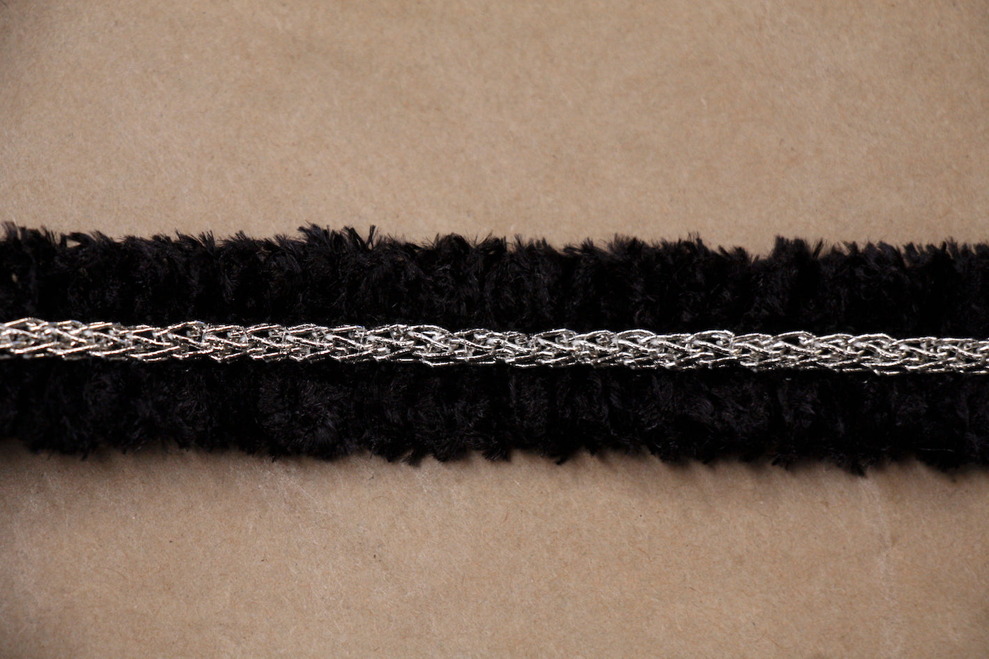 Black & Silver Chain Braid Trim for Jewelry Making, DIY Crafts, and Fashion Accessories - Perfect for Necklaces, Bracelets, and Clothing Embellishments