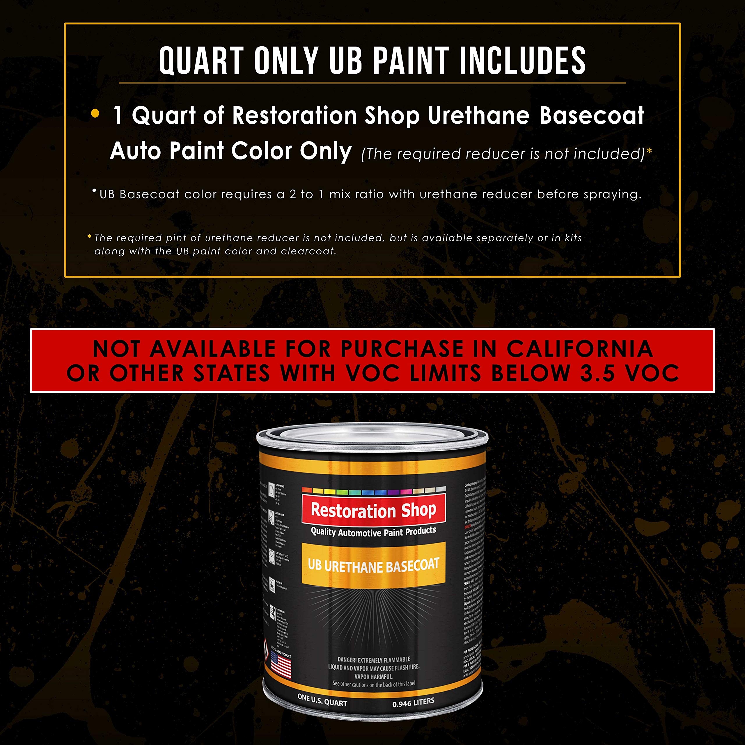 Restoration Shop - Burgundy Urethane Basecoat Auto Paint (1 Quart) - Professional High Gloss Automotive Coating for Cars & Trucks - Perfect for Vehicle Restoration & Custom Paint Jobs