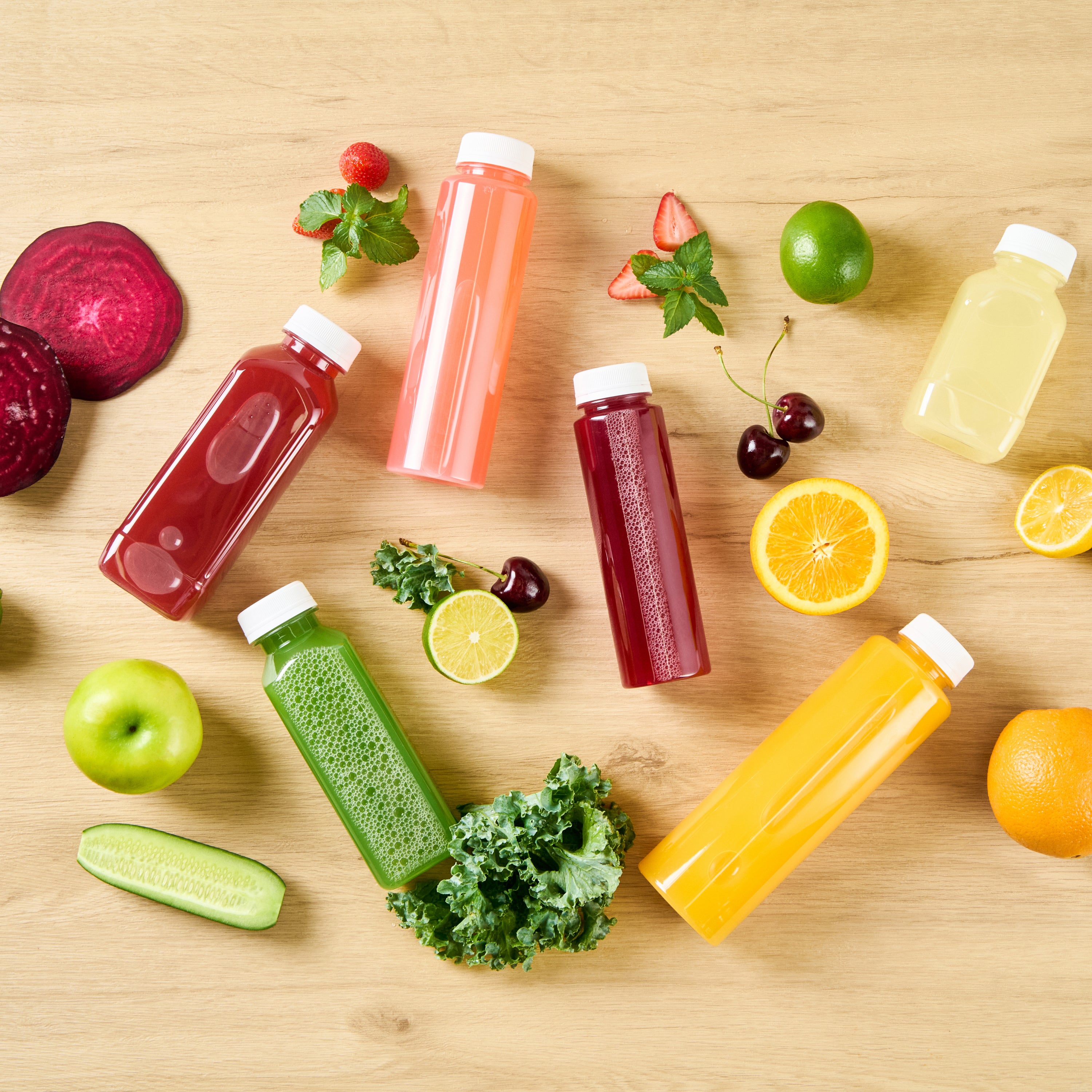 8 oz Round Clear Plastic Cold Pressed Juice Bottles with Safety Cap - 2 x 2 x 6.75 Inches - Pack of 100 - Perfect for Fresh Juices, Smoothies, and Healthy Beverages at Home or Retail Stores