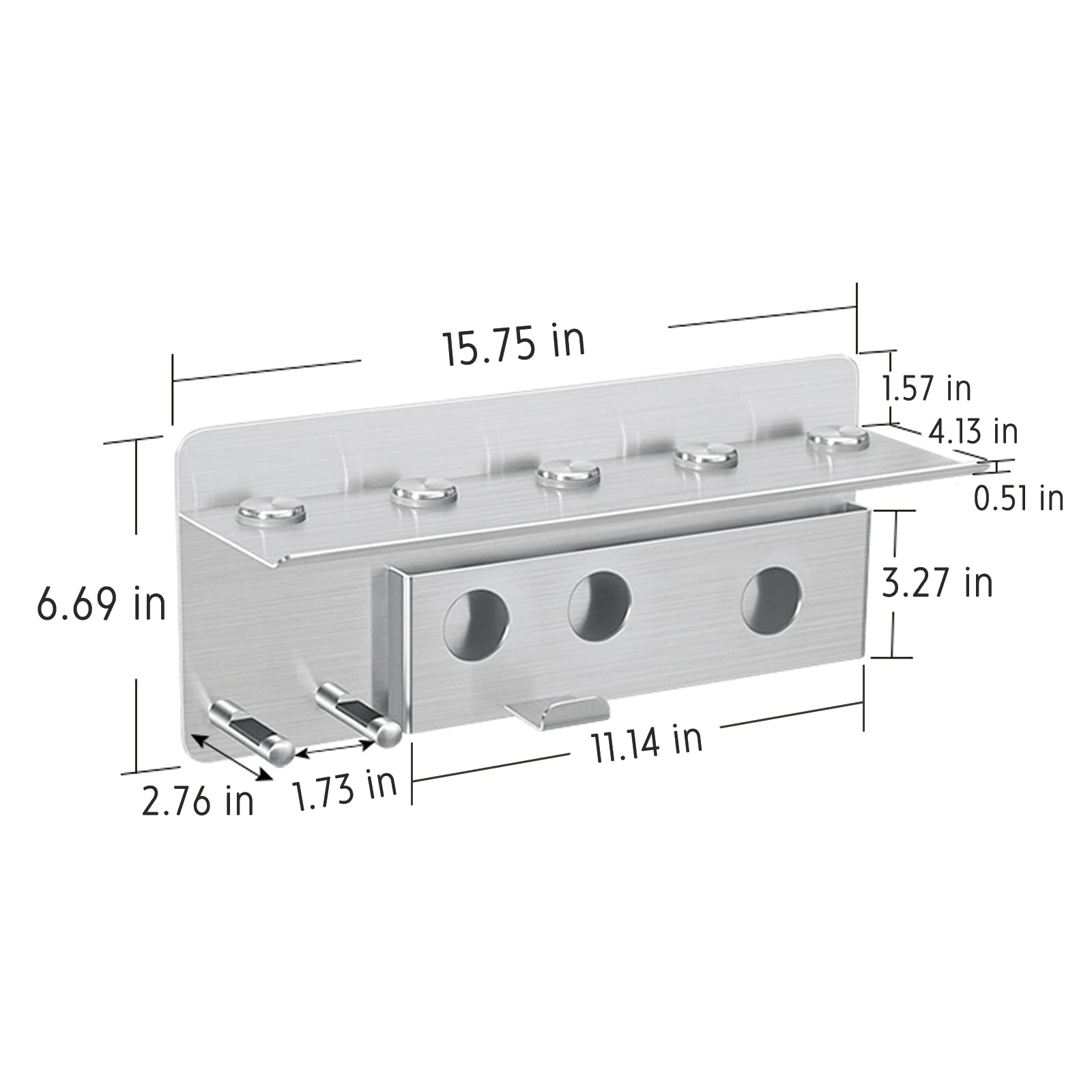 Dyson Airwrap & Supersonic Hair Dryer Wall Mount Holder - 2 in 1 Stainless Steel Storage Shelf for Curling Iron, Wand Barrels, Brushes & Diffuser Nozzles - Perfect for Bathroom & Salon Organization