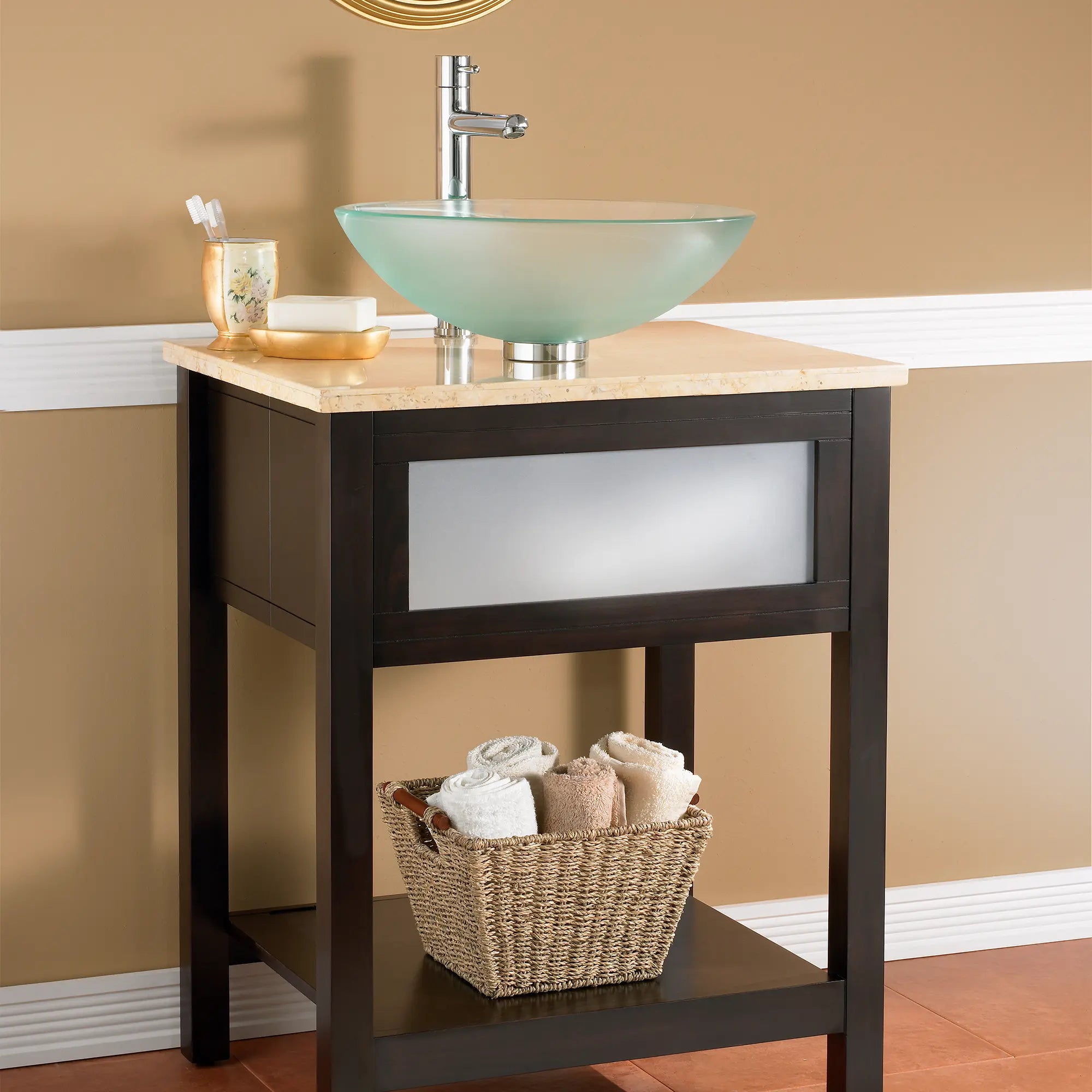 Elegant Dorian Glass Vessel Sink - Modern Bathroom Vanity Sink with Unique Design for Contemporary Home Decor | Perfect for Powder Rooms, Guest Baths & Spa Retreats