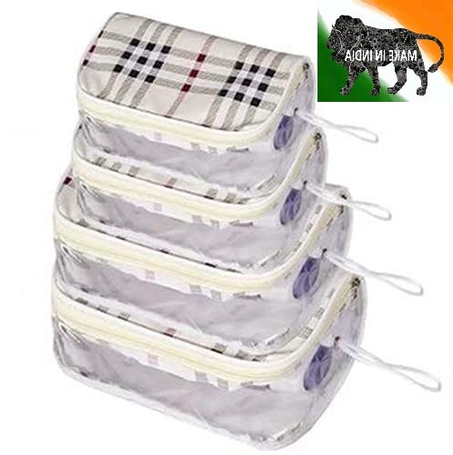 PRISMAXIC 4-Pack Clear Travel Cosmetic Bags for Women - Waterproof Makeup Organizer Pouch, Toiletry Bag Set for Travel, Gym, Beach & Daily Use