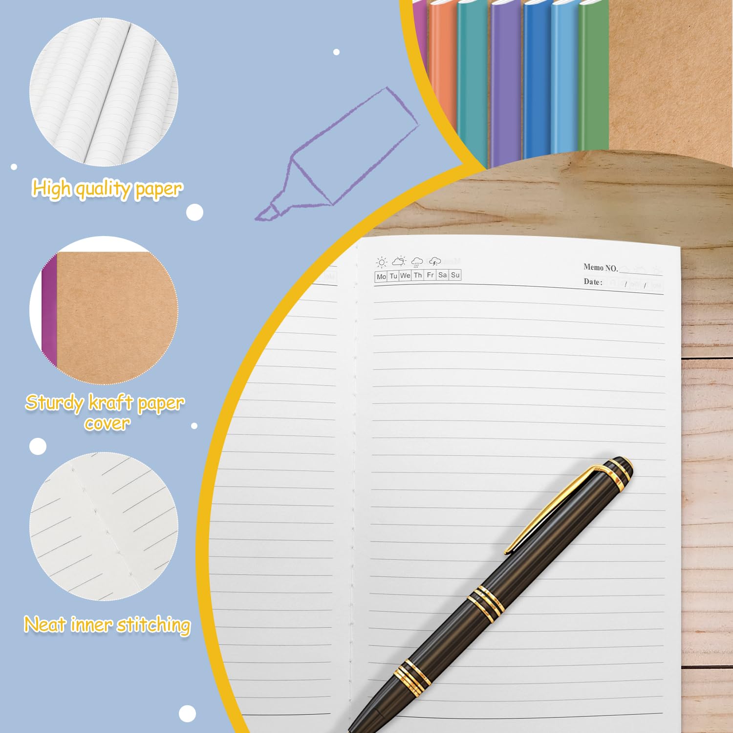 60-Pack Bulk Kraft Composition Notebooks - 60 Pages A5 Paper (8.3