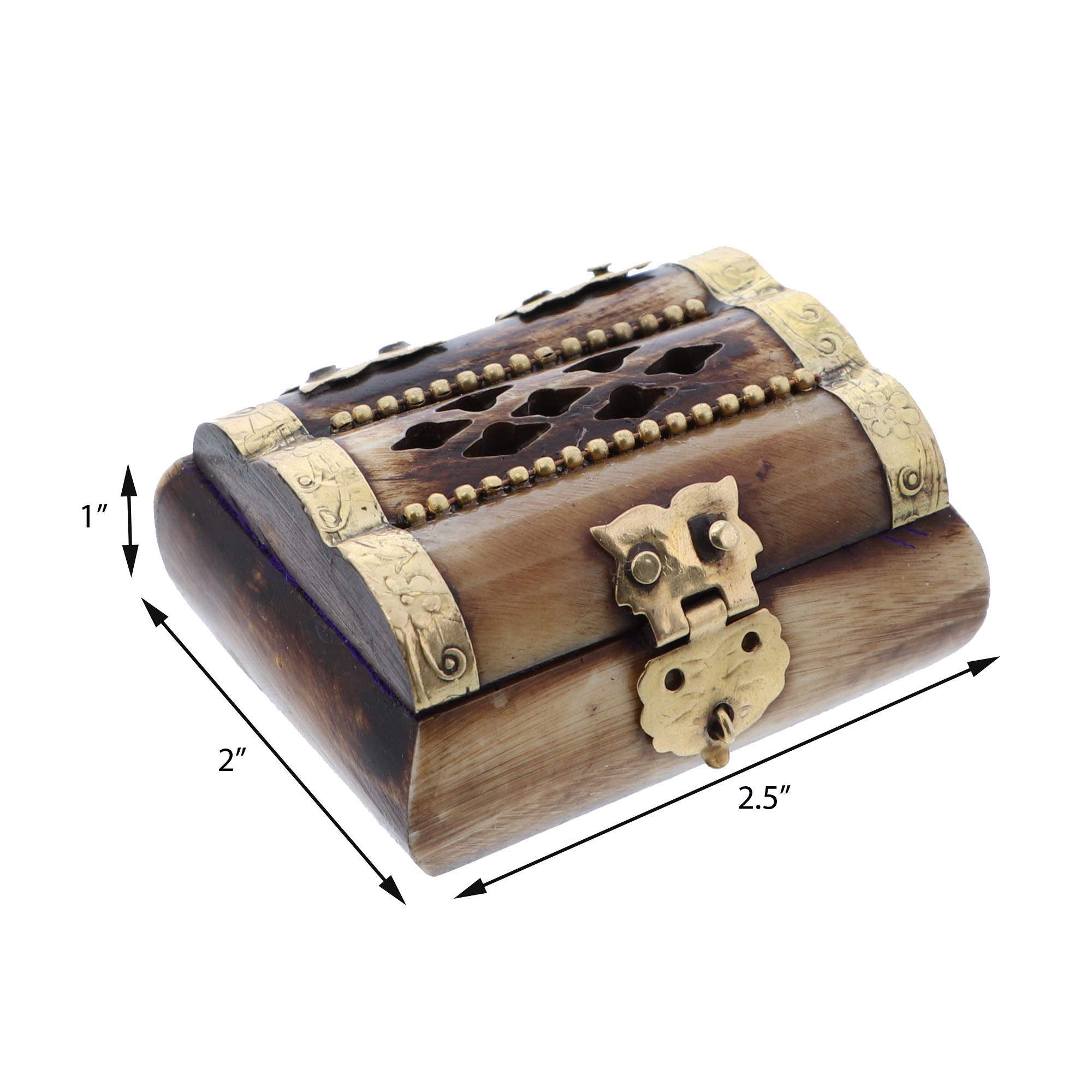 Li'Shay Gold Bone Decorative Keepsake Box - Mini Jewelry Storage Organizer for Rings, Earrings & Small Treasures - Perfect for Vanity, Dresser or Gift Giving
