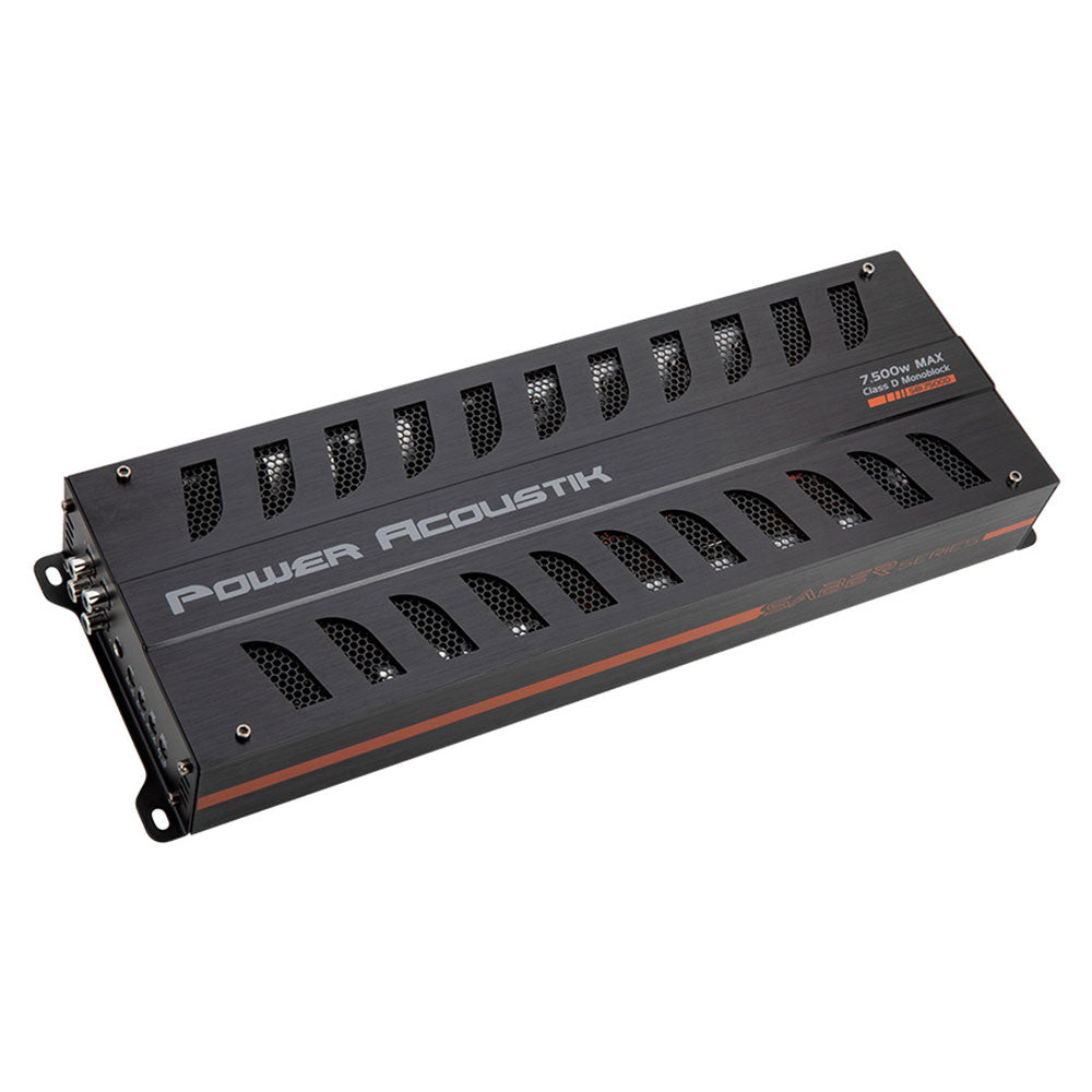 Power Acoustik SB1.7500D Saber Series 5-Inch 1600W RMS 7500W Max Monoblock Class D Car Amplifier - High Power Bass Boost for Car Audio Systems, Perfect for Subwoofers and Custom Car Stereo Installations