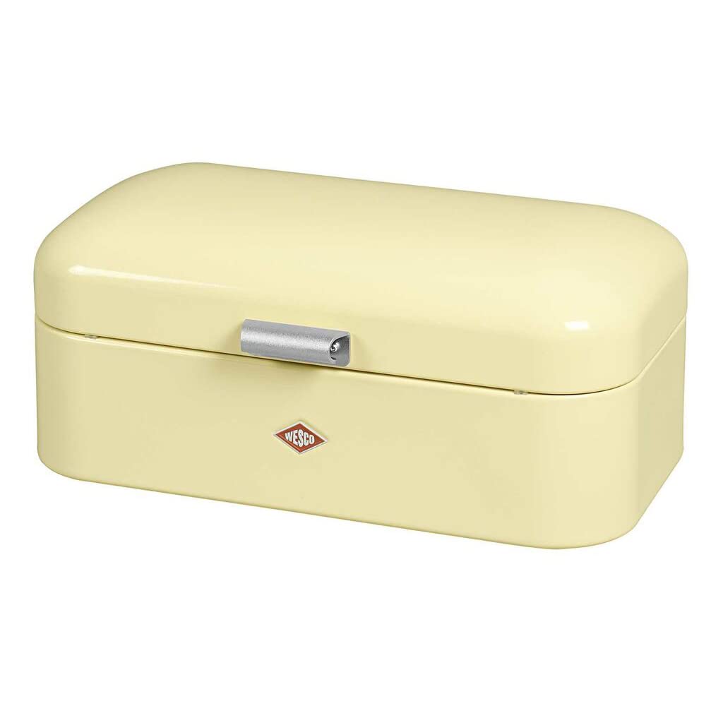 Wesco Grandy German-Designed Steel Bread Box for Kitchen – Airtight Storage Container for Bread, Pastries & Baked Goods – Almond Color – Perfect for Countertop & Pantry Organization