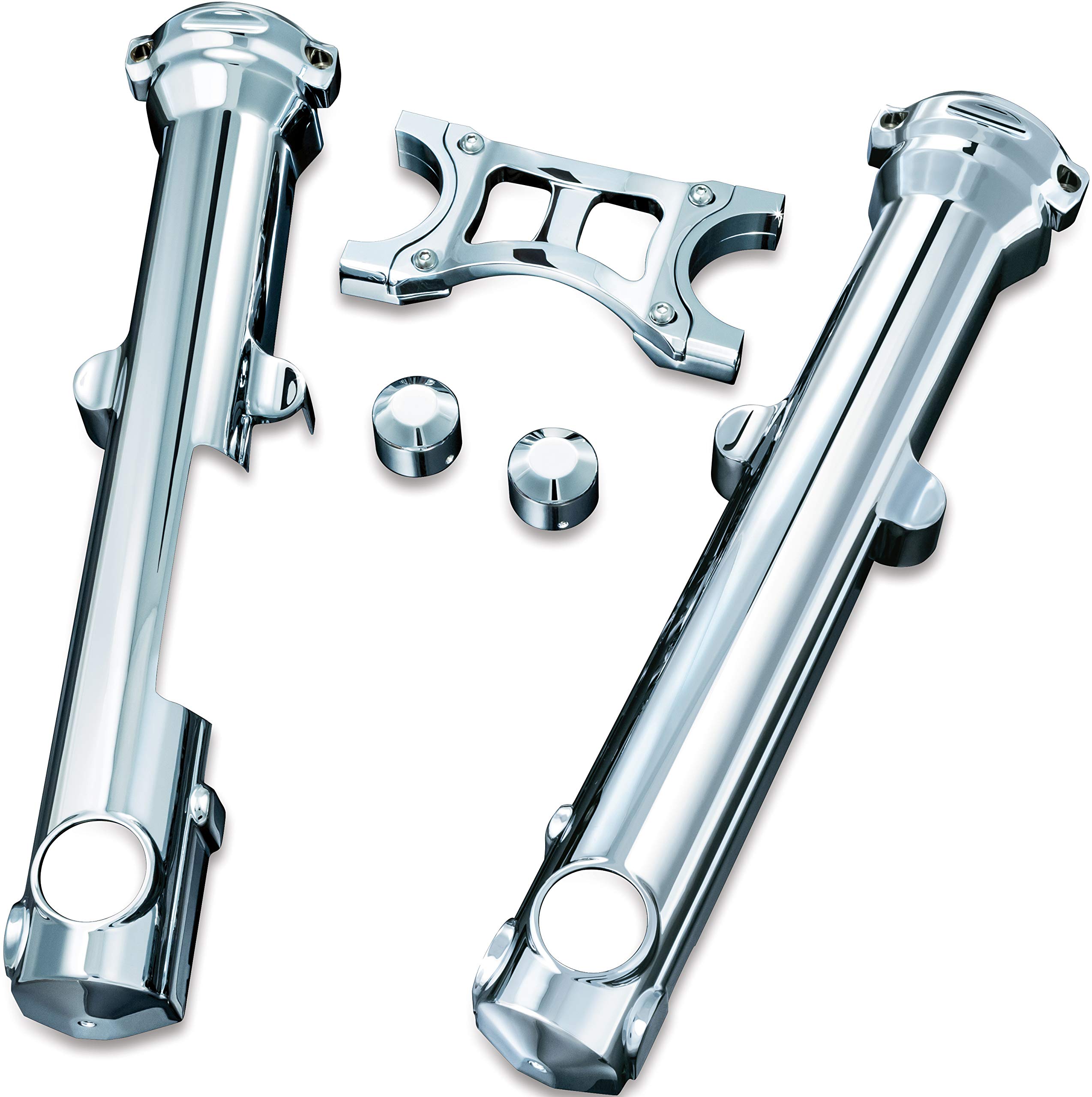 Kuryakyn 7202 Chrome Fork Skin Kit for 2004-2017 Harley-Davidson Sportster Motorcycles - Motorcycle Accent Accessory for Single Disc Front End - Perfect for Customization and Style Enhancement