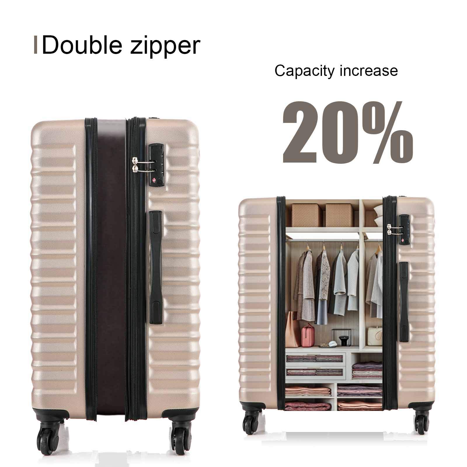 Apelila 4-Piece Expandable Hardshell ABS Luggage Set with TSA Lock & Spinner Wheels - Lightweight Travel Suitcases for Family Vacations, Business Trips & International Travel (4PC, Champagne Gold)