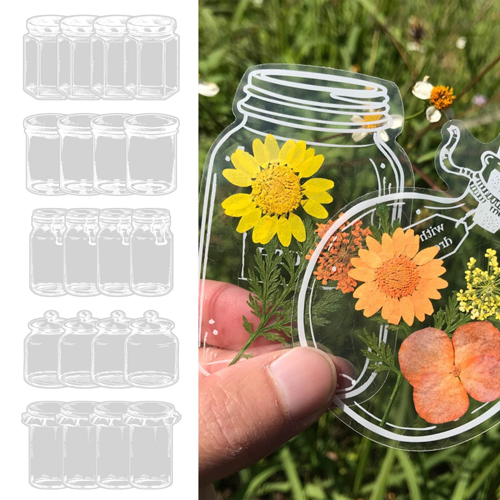30Pcs Transparent Dried Flower Bookmarks - DIY Handmade Floral Bookmark Set with Glass Stickers for Reading, Journaling, Scrapbooking - Perfect Home & School Supplies for Book Lovers