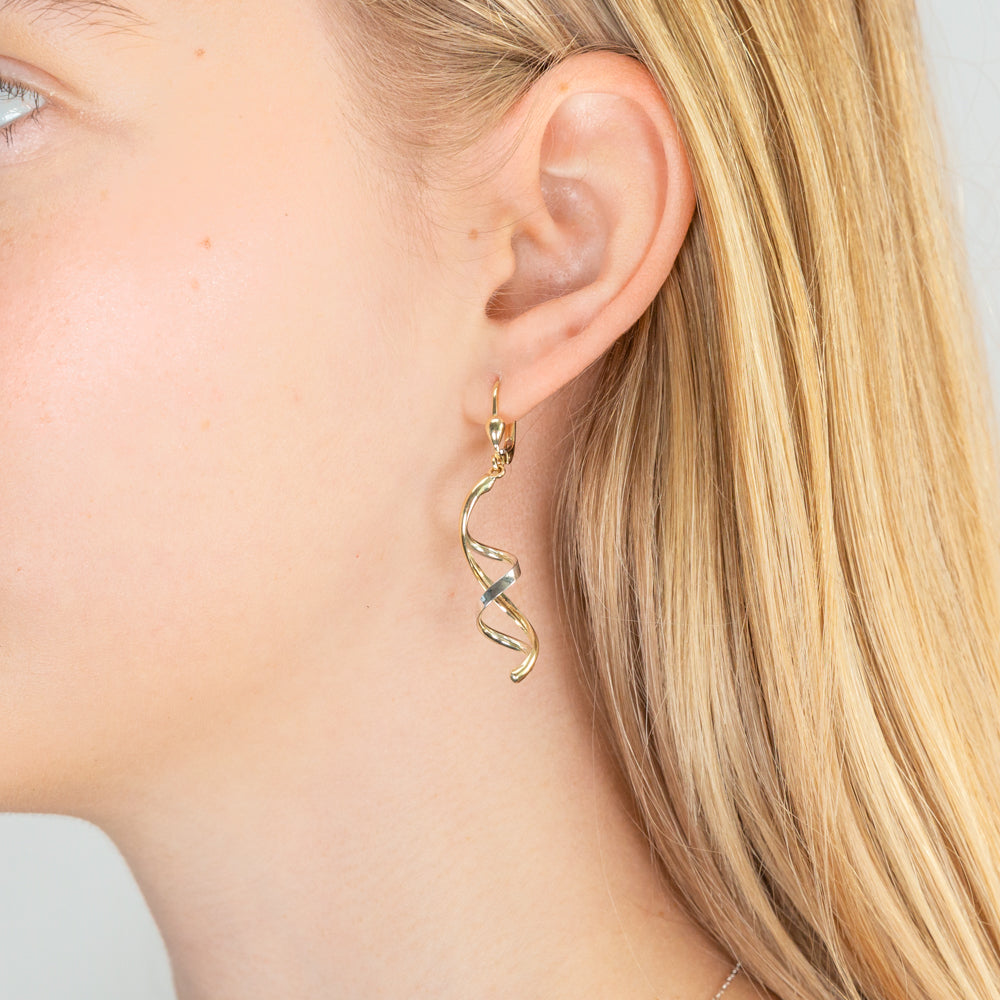 9ct Yellow Gold & White Gold Drop Earrings for Women – Elegant Dangling Jewelry for Parties, Weddings & Special Occasions