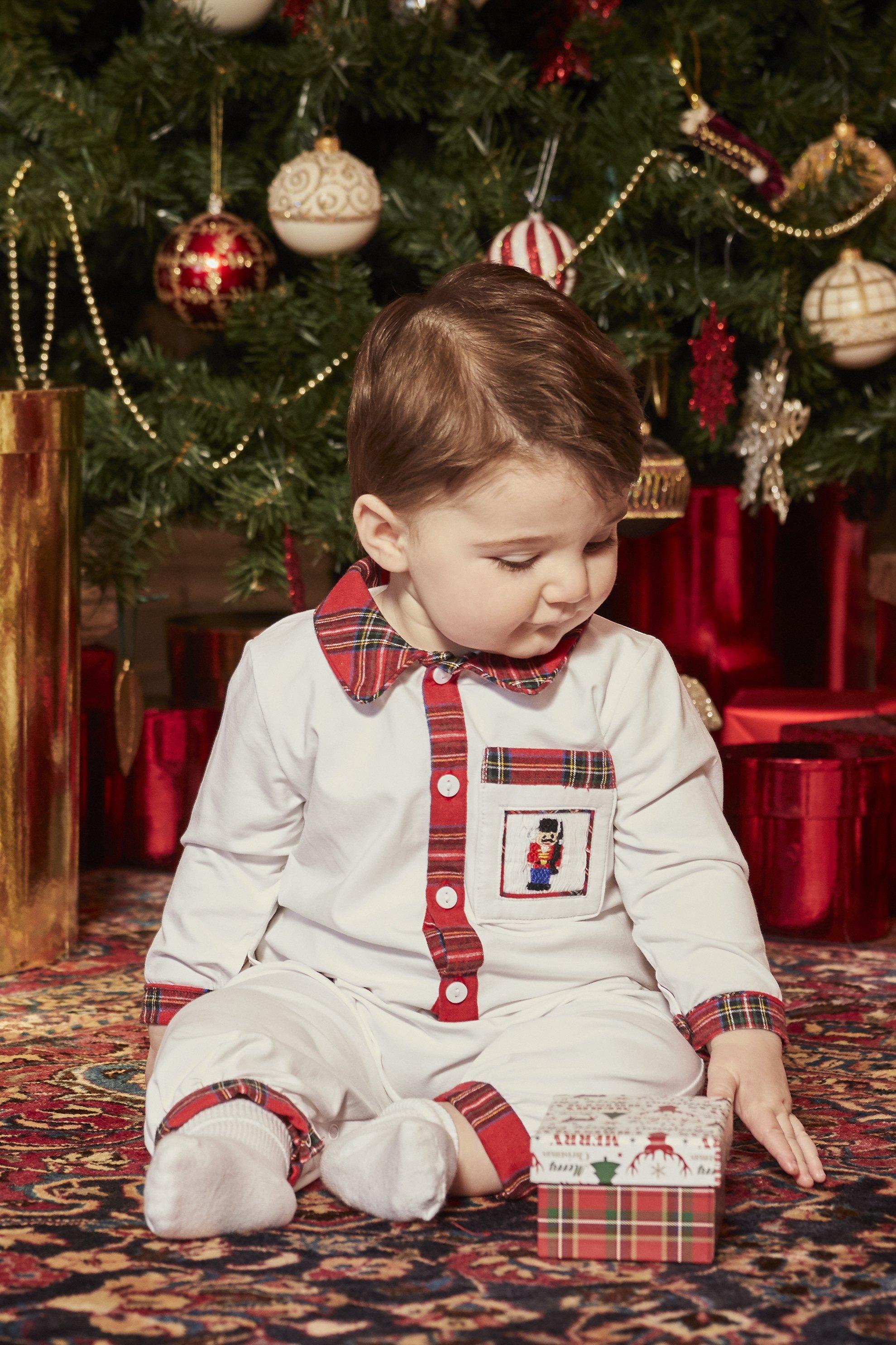 Harrison Red Tartan Smocked Romper for Baby Girls | Soft Cotton Jumper with Elastic Waist | Perfect for Holidays, Photoshoots & Special Occasions