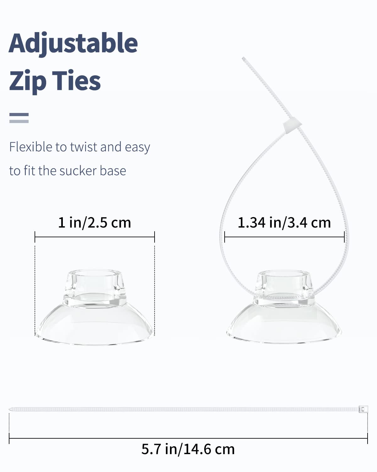Uniclife 10 Pack Aquarium Suction Cups with 20 Adjustable Zip Ties - Fish Tank Accessories for Moss Binding, Airline Tubing, Decorations, Shrimp Nests & Reptile Hammocks - Perfect for Aquascaping, Reptile Habitats & DIY Tank Organization