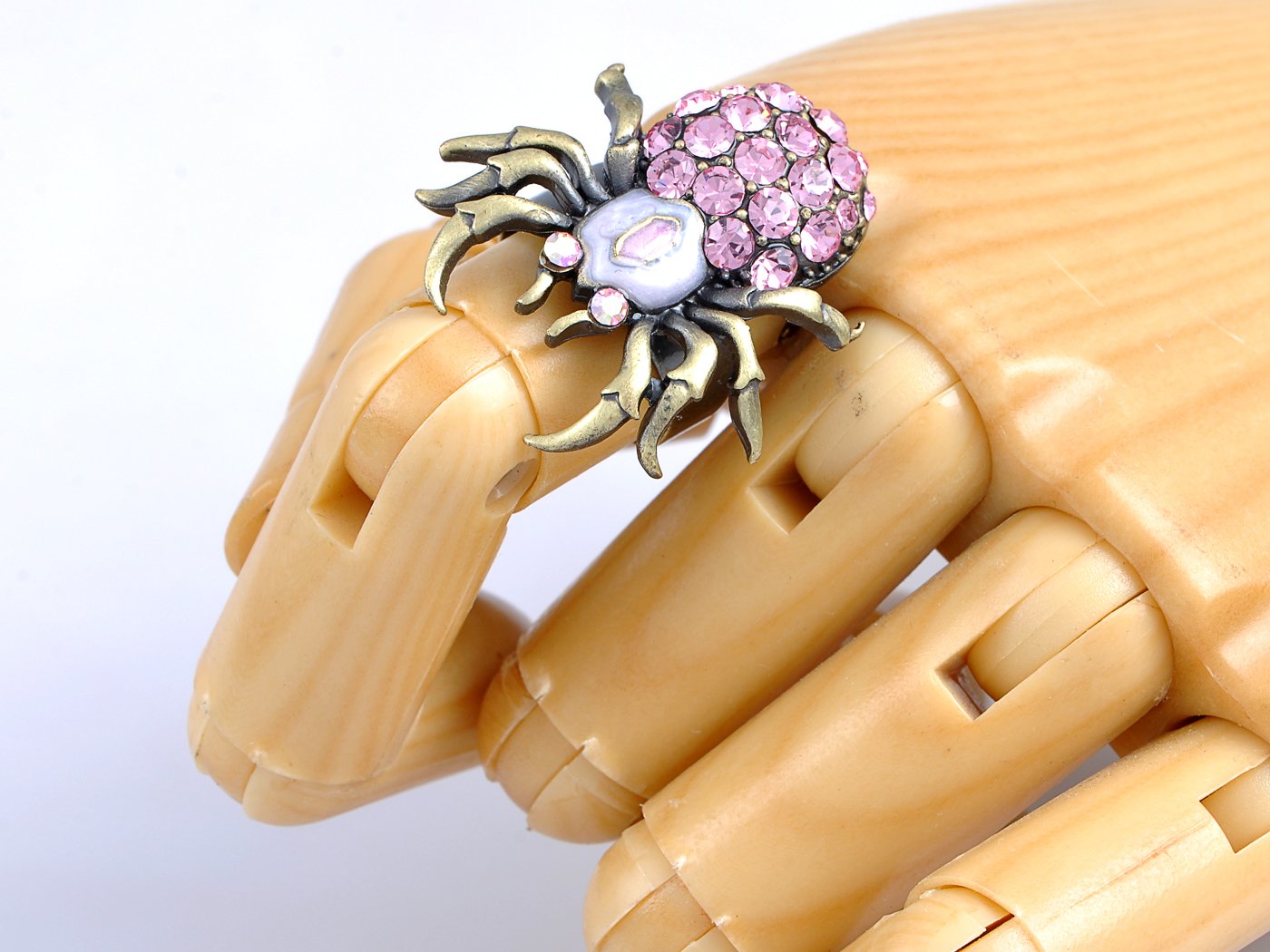 Alilang Bronze Brass Tone Shine Crystal Rhinestone Halloween Tarantula Spider Ring - Gothic Jewelry for Halloween Costume, Cosplay & Witch Party Accessories