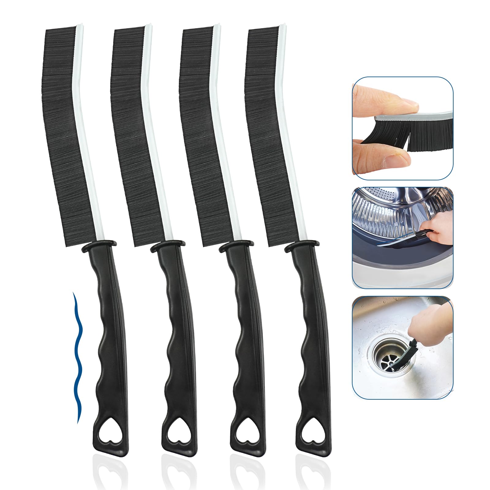 4Pcs Multifunctional Crevice Cleaning Brush Set - Hard Bristle Bathroom & Grout Cleaning Brushes for Tile, Sink, Shower, and Hard-to-Reach Areas