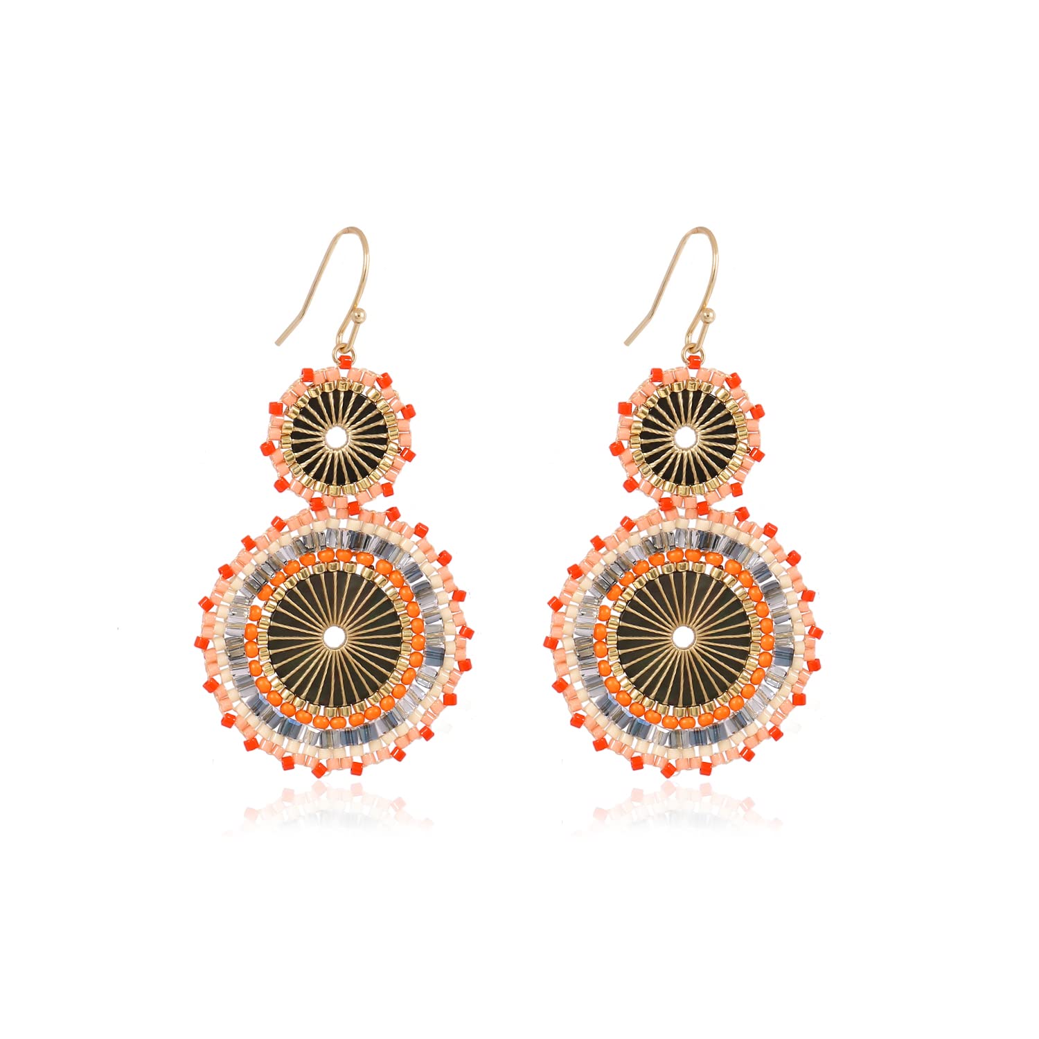 Bohemian Seed Beaded Dangle Earrings for Women - Handmade Circle Bead Drop Earrings | Fashion Jewelry for Casual Wear, Parties & Festivals