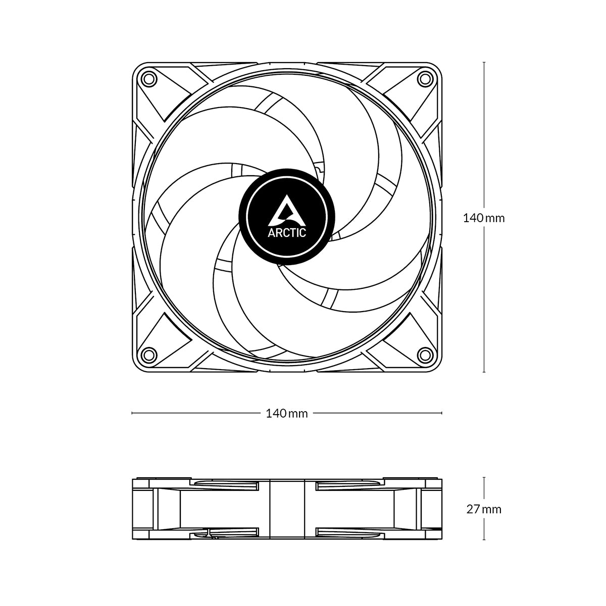 Arctic P14 Max PWM 140mm High Performance PC Cooling Fan - Black | Ultra Quiet, High Airflow for Gaming PC, Case Cooling & CPU Coolers