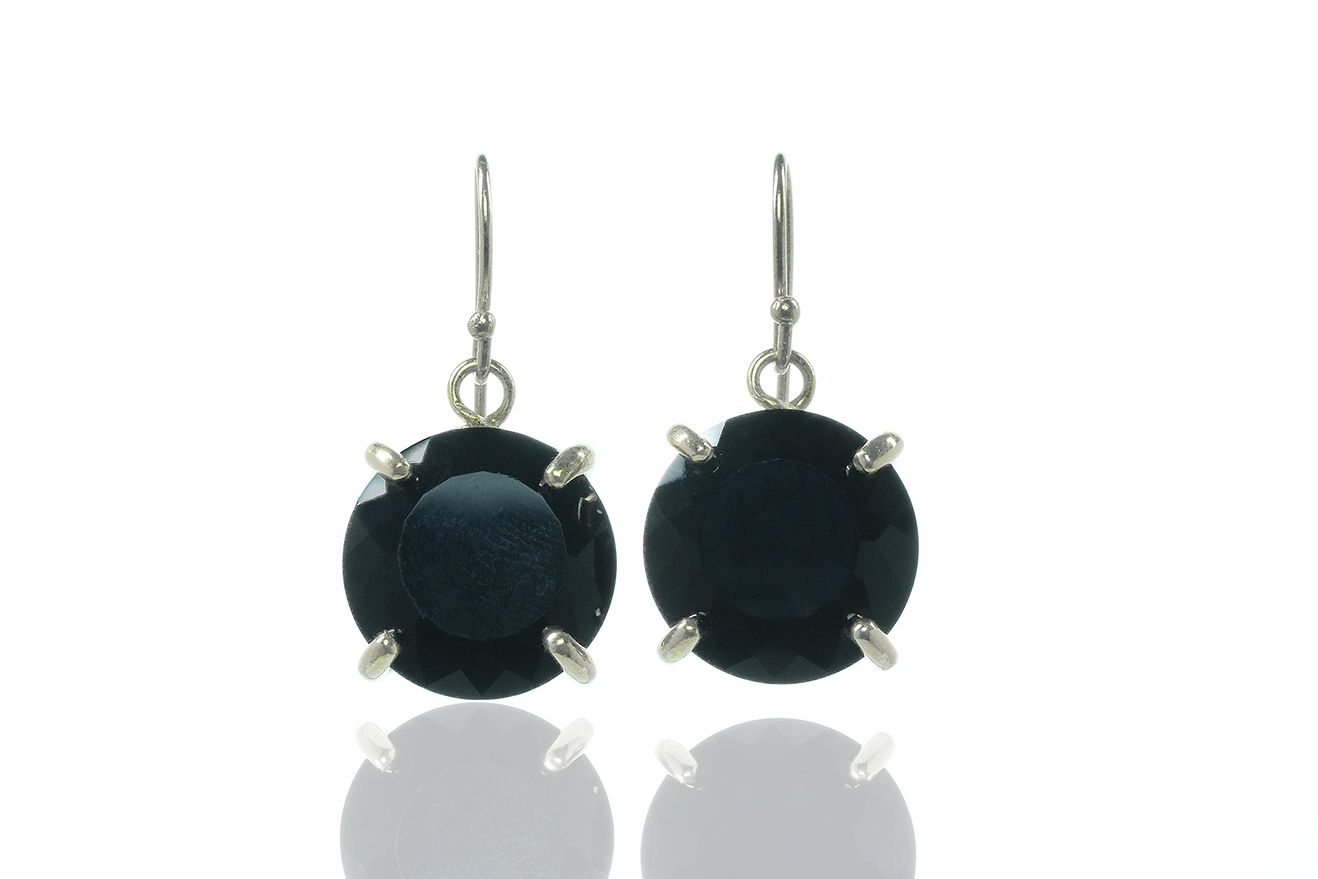 Black Onyx Hook Earrings - Bold Statement Gemstone Jewelry for Women - Handmade Bohemian Vintage Earrings with Gift Box - Perfect for Parties, Weddings & Boho Fashion