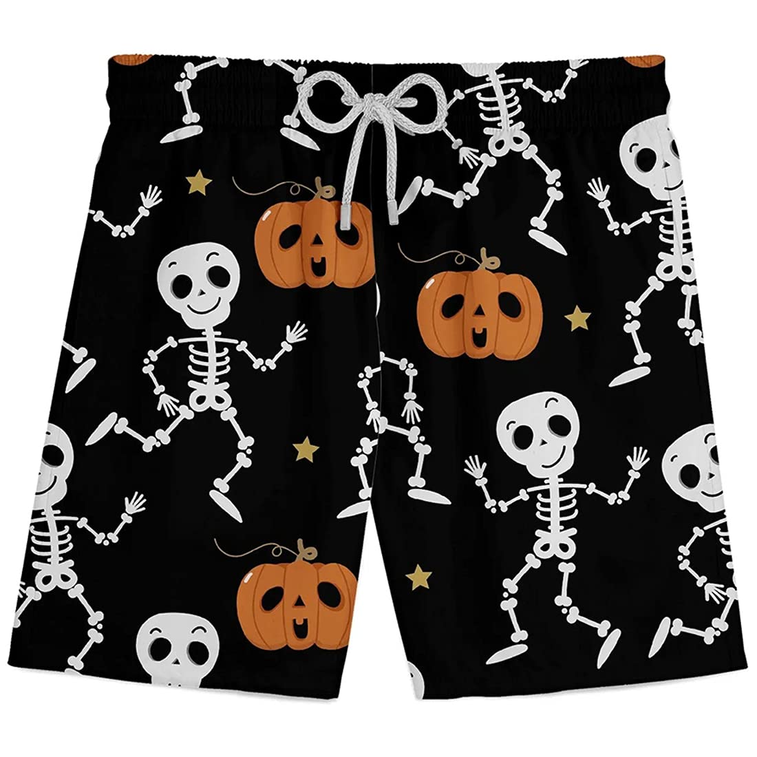 Skull Print Men's Swim Trunks - Skeleton Design Quick-Dry Swim Shorts with Drawstring for Beach, Pool & Summer Vacation - Comfortable Swimwear for Men (Set of 29)