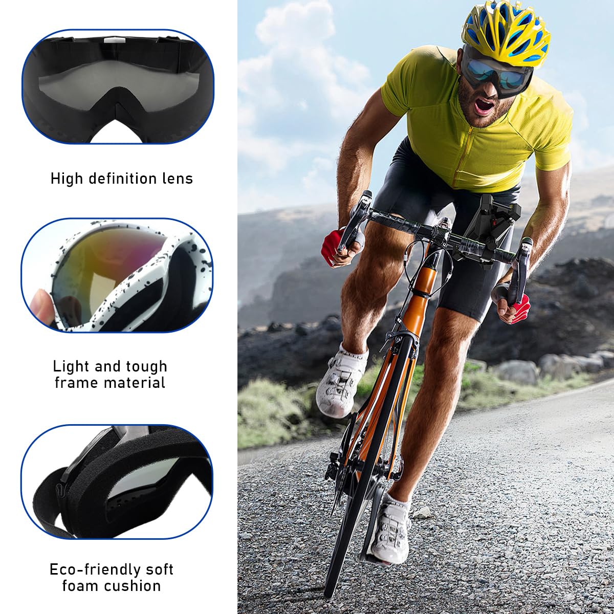 Dirt Bike Goggles for Men & Women - Windproof Dustproof ATV Motorcycle Ski Racing Goggles with UV Protection - Perfect for Off-Roading, Motocross & Snow Sports (Gray)