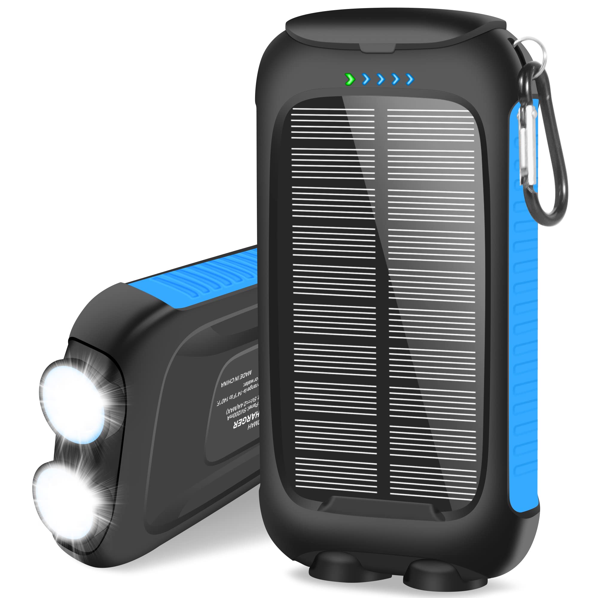 Suscell 38800mAh Solar Power Bank - Waterproof Portable Solar Charger with LED Flashlight & Fast USB-C Charging | External Battery Pack for iPhone, Android, Tablets | Perfect for Camping, Hiking, Emergency Power Outages