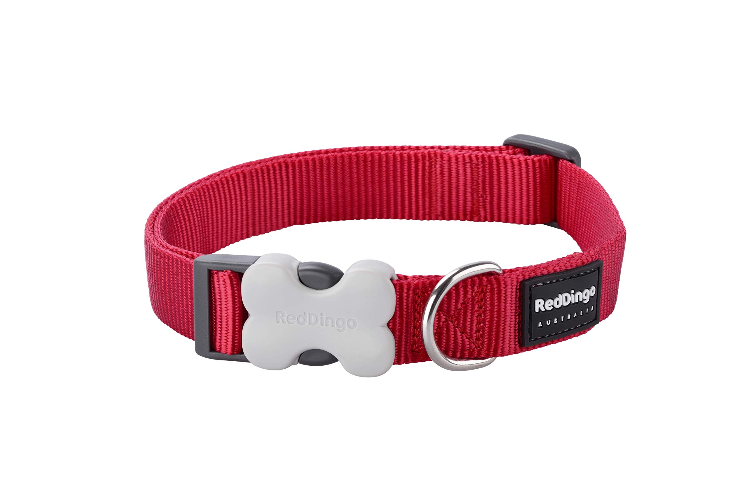 Red Dingo Classic Adjustable Dog Collar - Large Size, Durable Nylon Pet Collar with Metal Buckle for Medium to Large Dogs - Perfect for Walking, Training & Outdoor Adventures