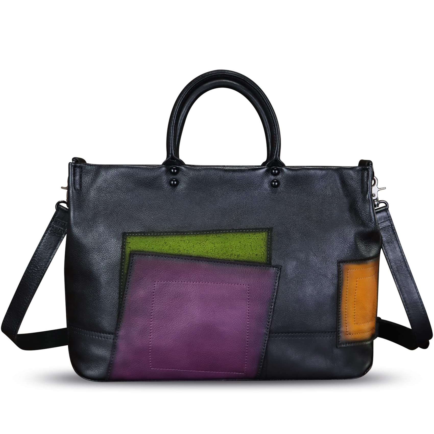 Genuine Leather Satchel for Women - Handmade Leather Work Tote Bag with Top Handle & Crossbody Strap - Stylish Handbag Purse for Office, Travel & Everyday Use