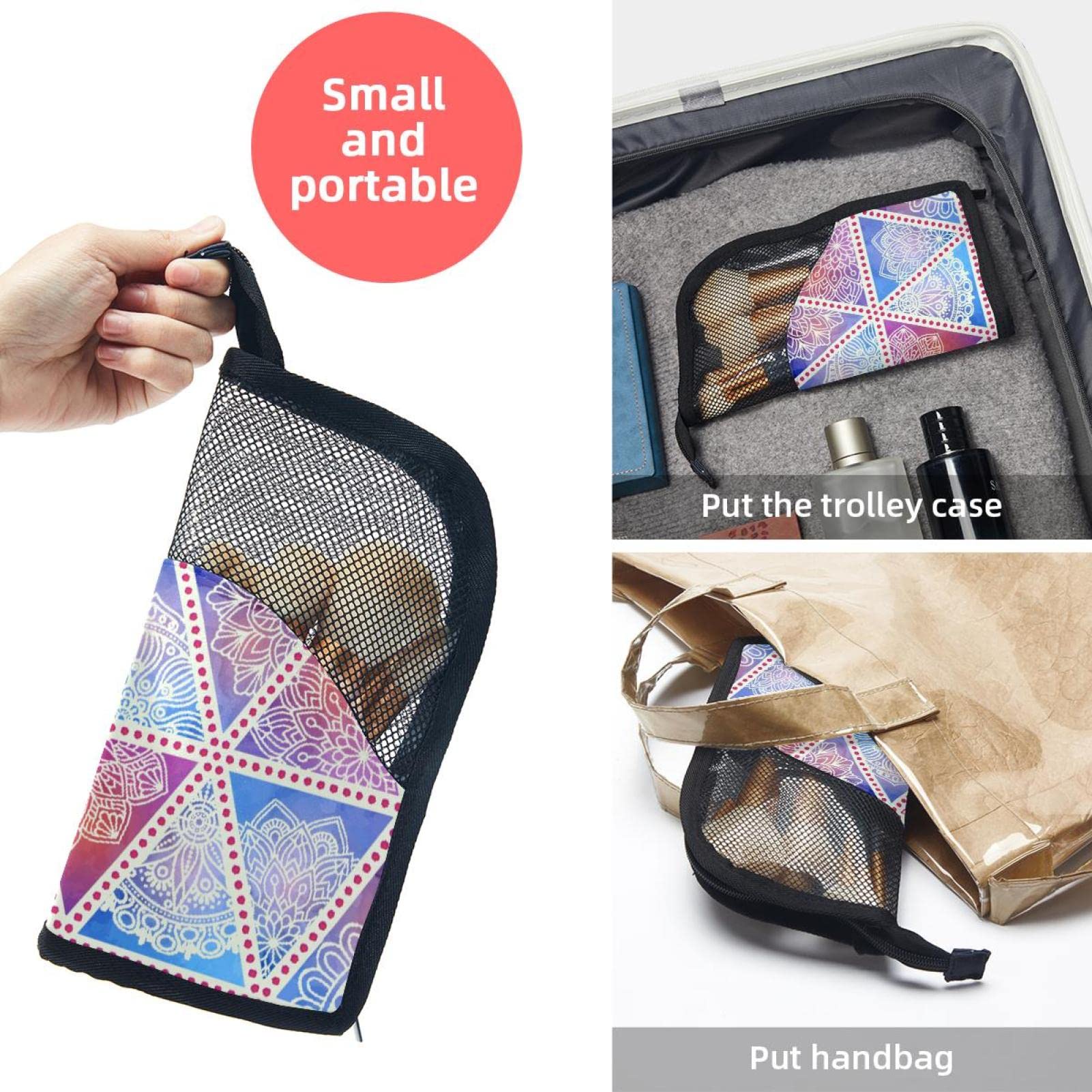 Ethnic Flower Mandala Vintage Makeup Brush Organizer Bag with 12 Brushes - Portable Cosmetic Brush Holder Case for Travel, Home & Professional Makeup Artists