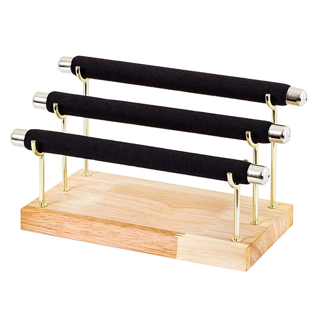 Yiju Velvet Bracelet Holder Jewelry Organizer - Detachable Bracelet Stand for Necklaces & Watches - Black Velvet Jewelry Display for Dresser, Vanity & Travel (Black)