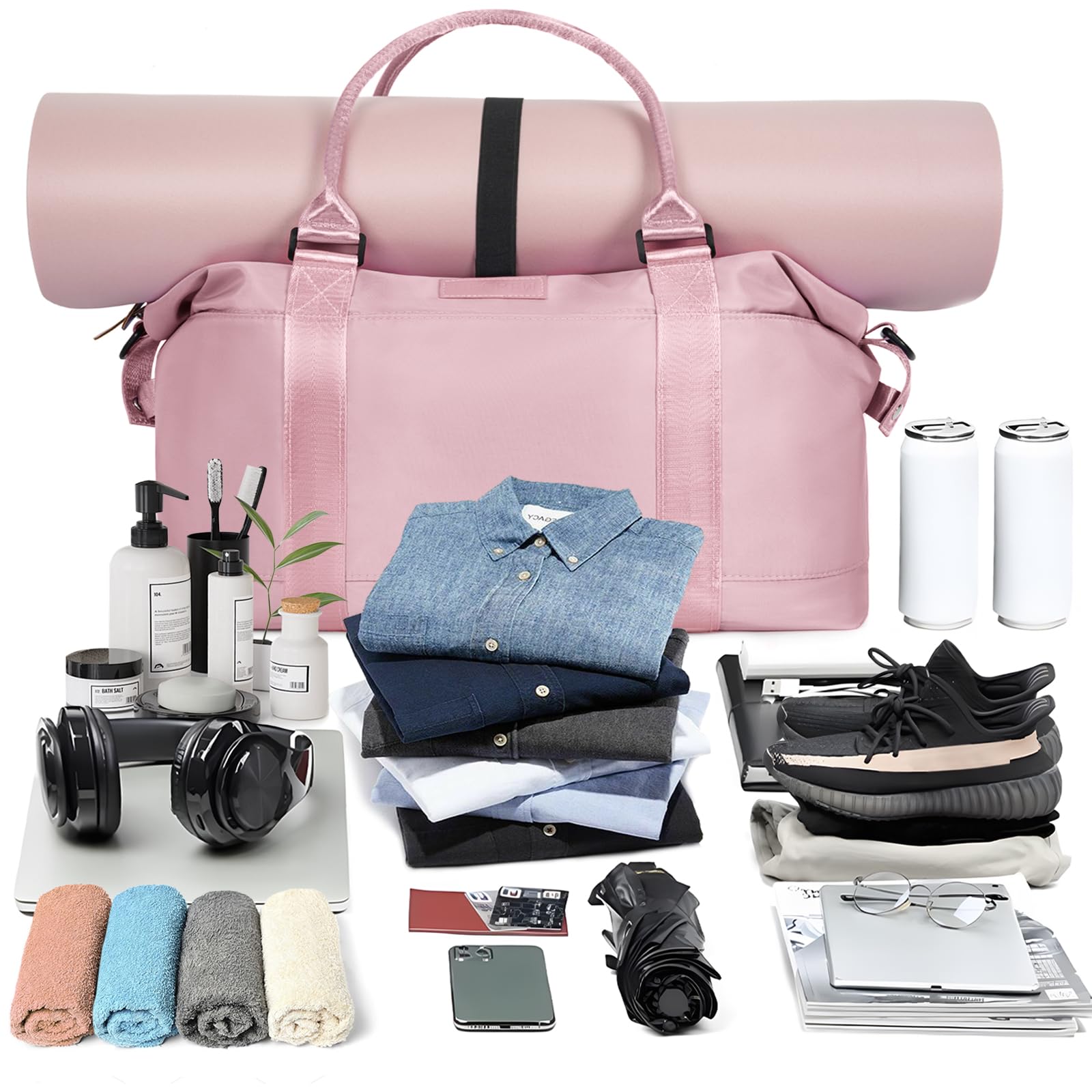 **Waterproof Travel Duffle Bag - Gym Weekender Overnight Tote with Luggage Sleeve & Wet Pocket - Perfect for Labor, Delivery, Hospital & Outdoor Adventures**