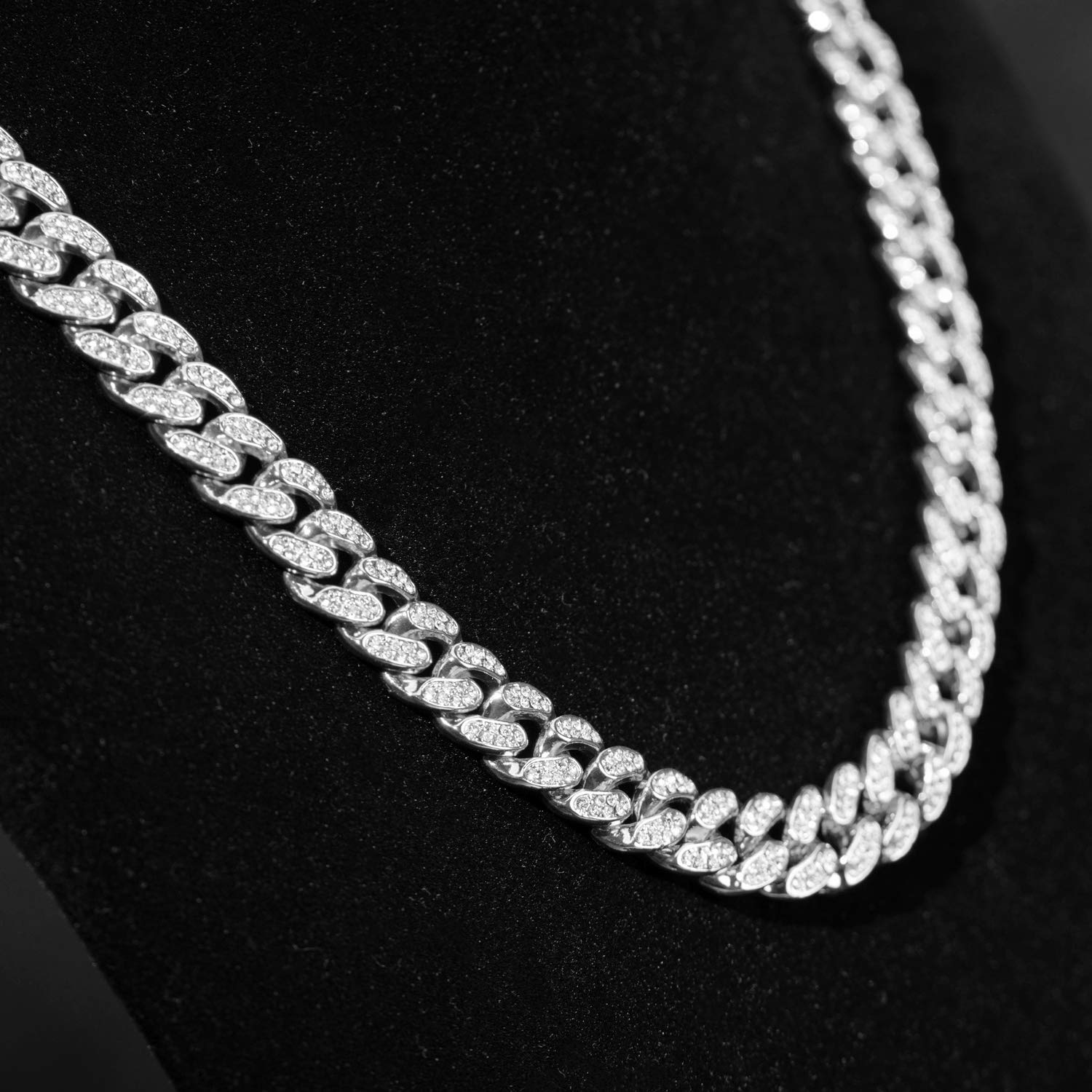 13MM Cuban Link Chain for Men - 18K Real Gold Plated/Platinum White Gold Finish Iced Out Necklace & Bracelet Set with Full CZ Diamond Cut Prong Setting & Gift Box - Perfect for Gifts, Parties, and Luxury Fashion Accessories