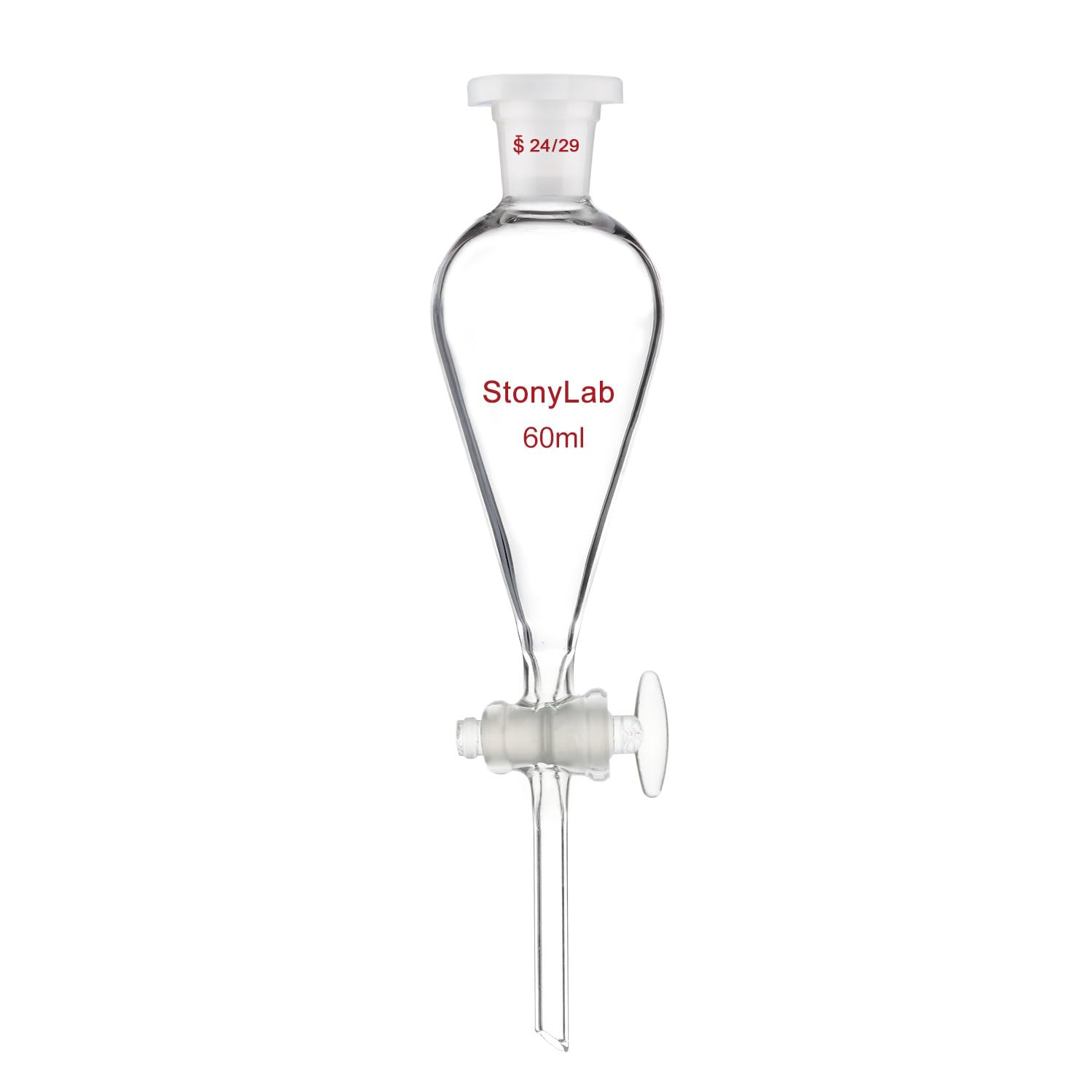 High-Quality Glass Separatory Funnel with PTFE Stopcock Valve - Perfect for Chemical Extraction, Essential Oil Separation & Laboratory Use