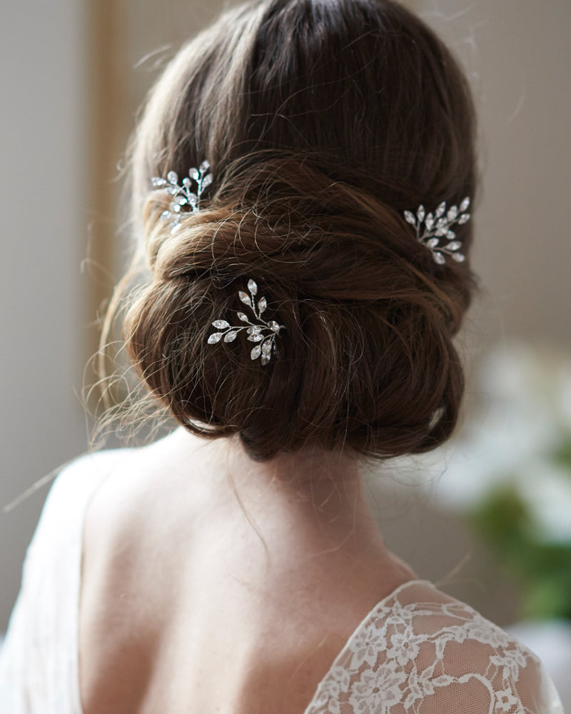 Giselle Crystal Hair Pins Set of 3 - Elegant Rhinestone Hair Clips for Women, Bridal Hair Accessories, Wedding, Prom & Party Hairstyles