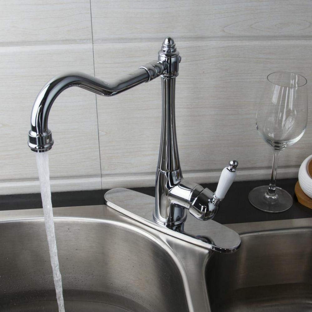 360° Swivel Chrome Kitchen Sink Faucet with Extended Spout - Dual Sink Rotation Design for Modern Home & Restaurant Use