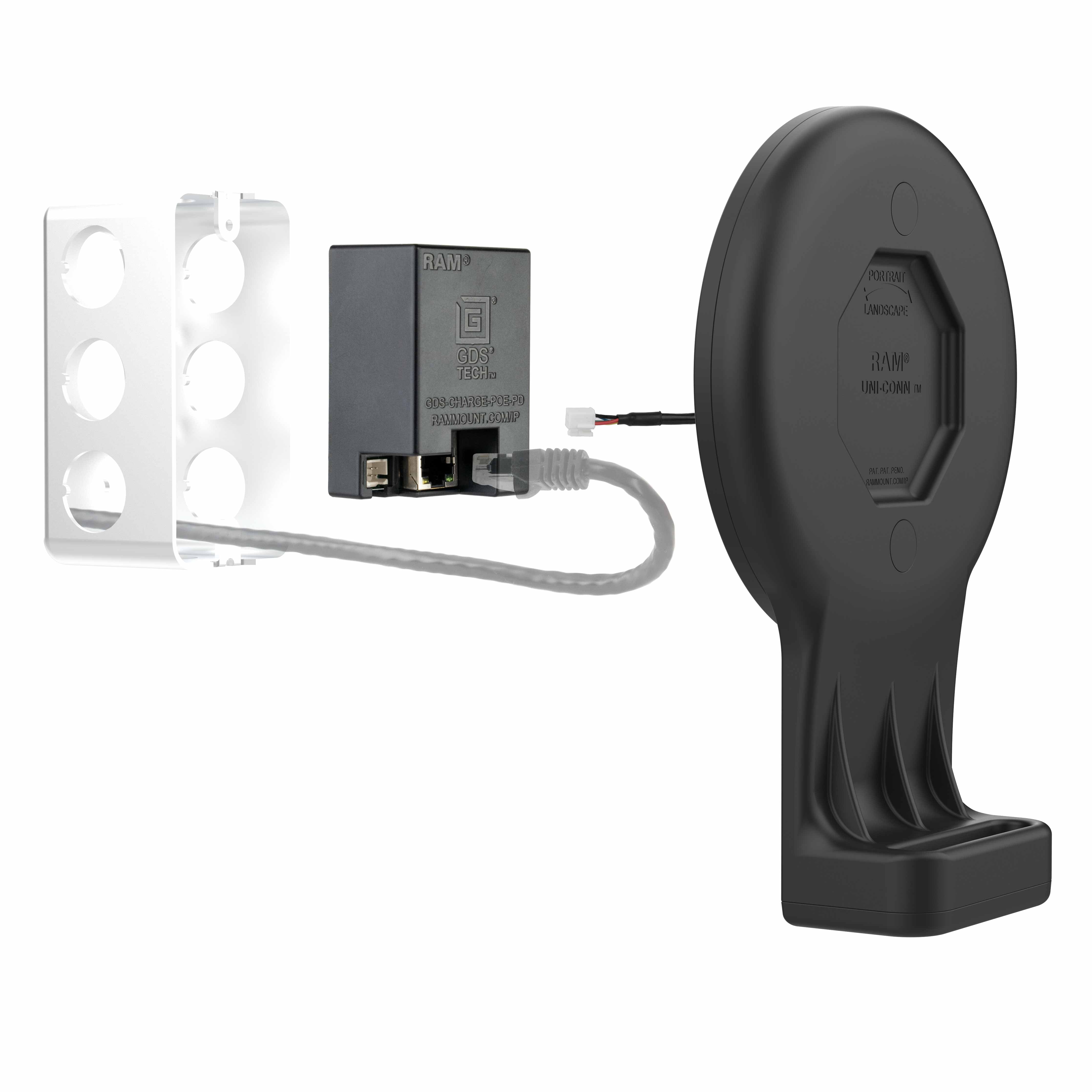 GDS® Uni Conn™ Magnetic Wall Dock with PoE Charging - Secure & Fast Power Over Ethernet for Smartphones & Tablets - Perfect for Offices, Homes & Retail Displays