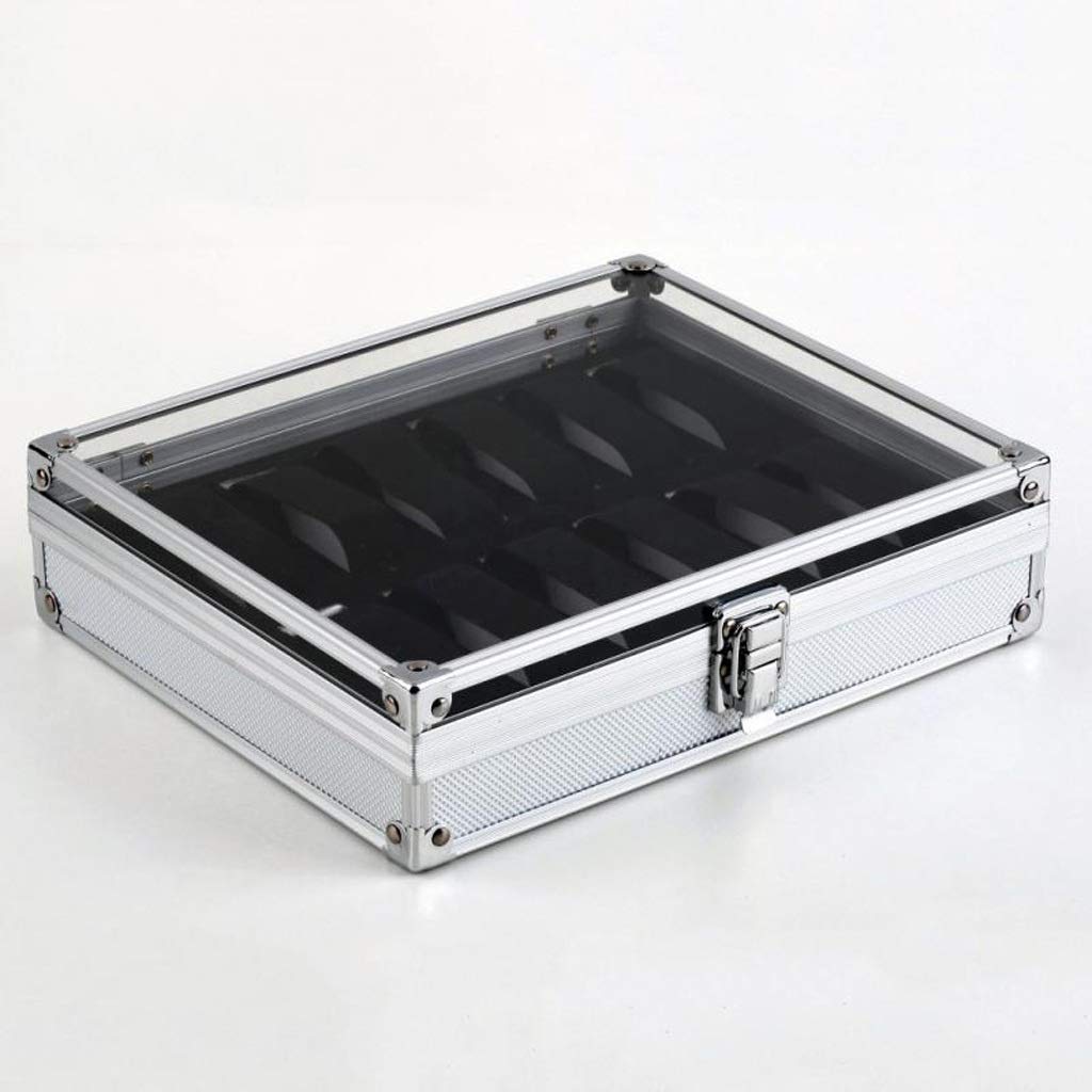 SHYPT 12-Slot Aluminum Watch & Jewelry Storage Box - Square Display Case for Watches, Rings, Necklaces - Perfect for Home, Travel, and Gift Packaging
