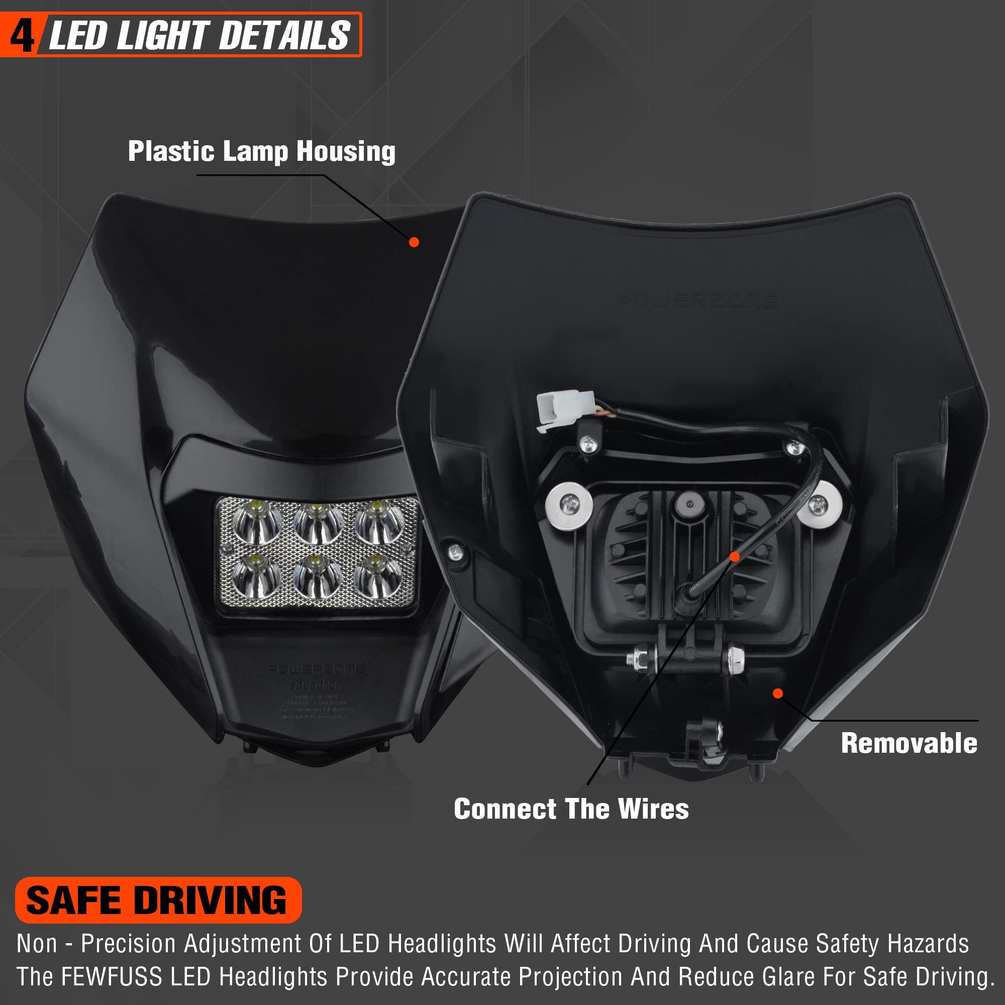 High-Performance Dirt Bike LED Headlight Kit - Universal Motorcycle Pit Bike Headlamp for KTM 2014-2016 EXC/EXCF/SX/SXF/XC/XCF/XCW/XCFW Models (Black) - Perfect for Night Riding, Off-Road Adventures & Trail Exploration