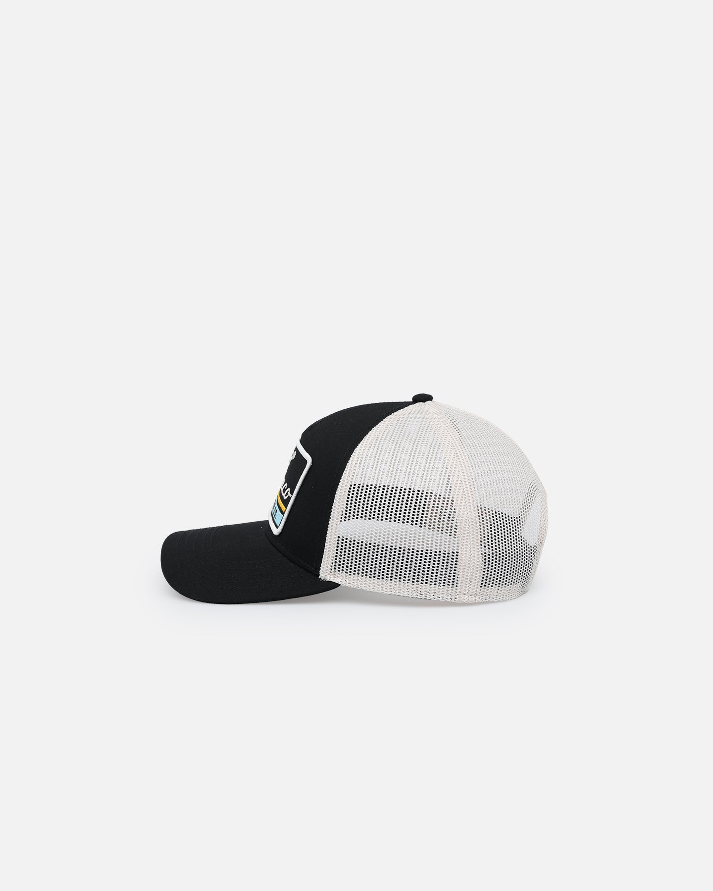 American Needle Twill Valin Patch Trucker Snapback Hat - Ivory/Black Vintage Style for Casual Wear & Street Fashion