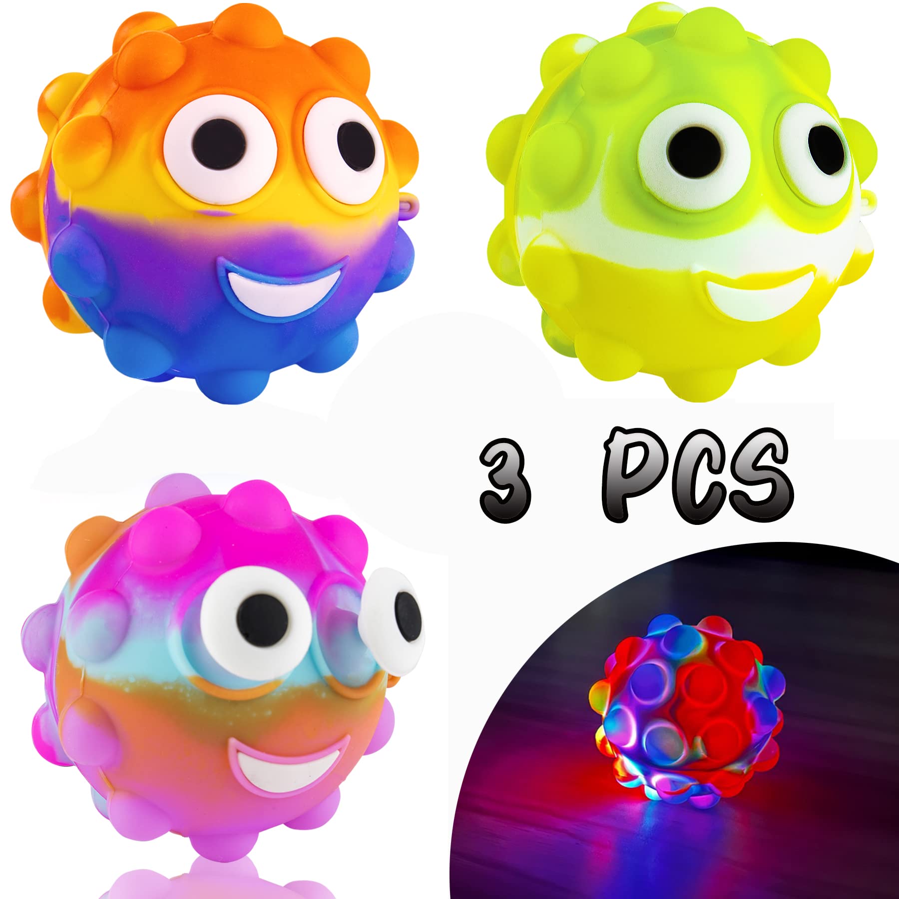 3D Silicone Push Pop Bubble Sensory Toy - Easter Basket Stuffers, Stretchy Stress Balls for Kids & Adults (3-Pack) - Perfect for Anxiety Relief, Fidgeting & Classroom Focus