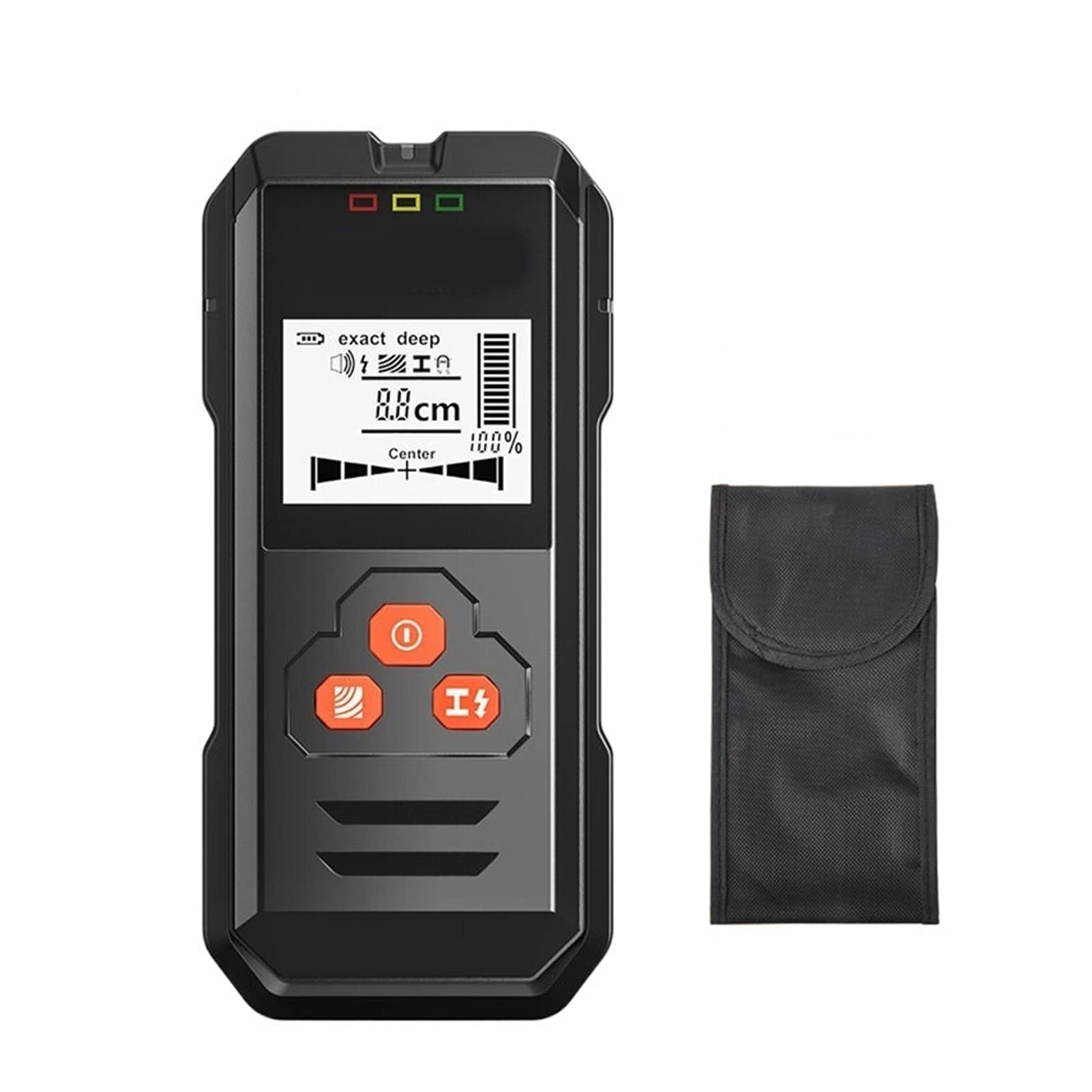 Professional Metal Detector Pinpointer with Backlit LCD, High Sensitivity & Buzzer Alarm - Perfect for Treasure Hunting, Wall Scanning & Cable/Wire Depth Tracking (Black)